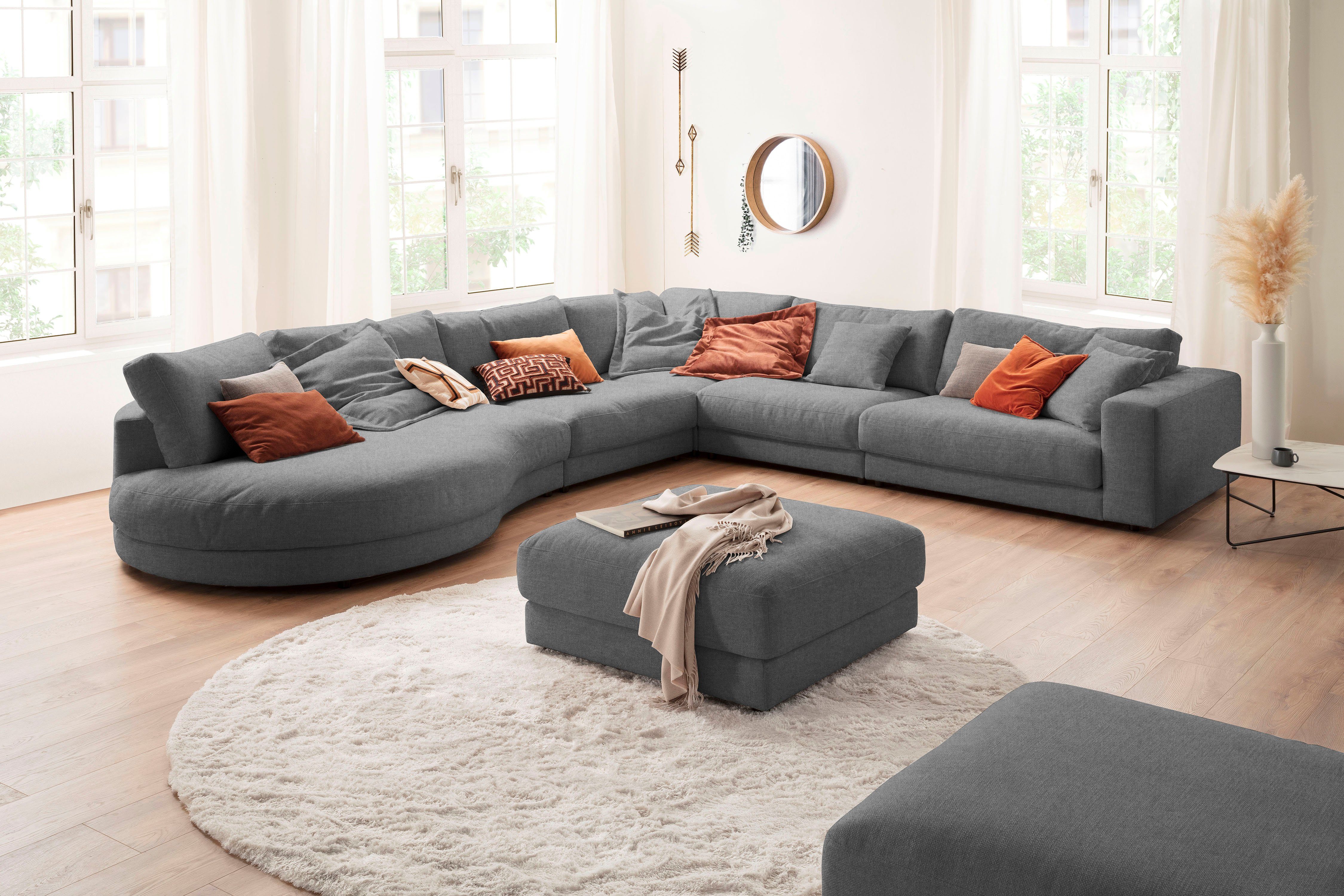3C Candy Ecksofa Enisa II, bequem und komfortabel, Mega Familiensofa, L-Form, incl. 3 Flatterkissen, wahlweise mit Flecken-Schutz-Bezug Easy care