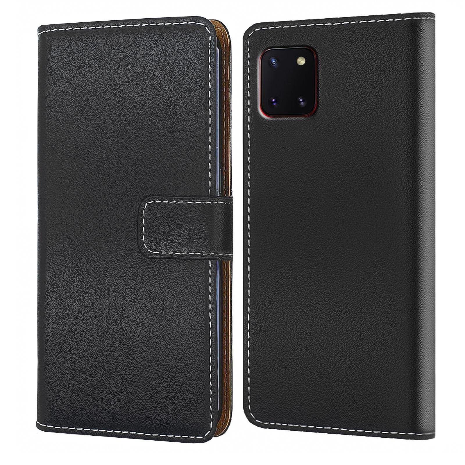 Numerva Handyhülle Bookstyle Etui Handytasche für Samsung Galaxy Note 10 / Plus / Lite, Klapphülle Flip Cover Schwarz
