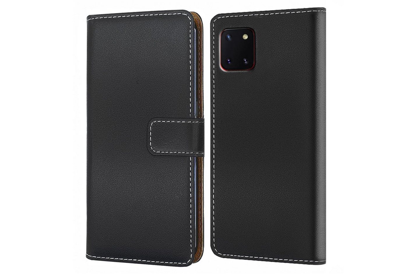 Numerva Handyhülle Bookstyle Etui Handytasche für Samsung Galaxy Note 10 / Plus / Lite, Klapphülle Flip Cover Schwarz