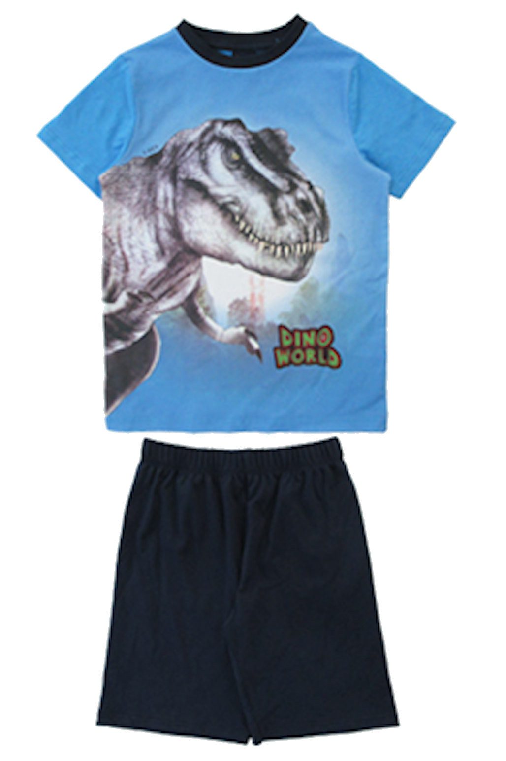 Dino World Shorty Dino World Schlafanzug kurz Shorty Pyjama T-Rex Dinosaurier blau marin (2 tlg)