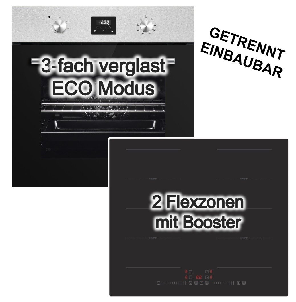 PKM Backofen-Set PKM Herdset Einbaubackofen 8 Funktionen + Induktionskochfeld Flexzonen, mit Nein