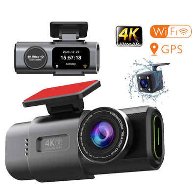 IBETTER Dashcam Auto,2-Kanal 4K+1080P Autokamera,Mit GPS 1.3 Zoll-Bildschirm Dashcam (4K Ultra HD, WLAN (Wi-Fi), Zeitraffermodus, App-Steuerung Autokamera,135°Ultraweitwinkel,Super Nachtsicht, Autokamera mit Parküberwachung,G-Sensor, Loop-Aufnahme,WDR)