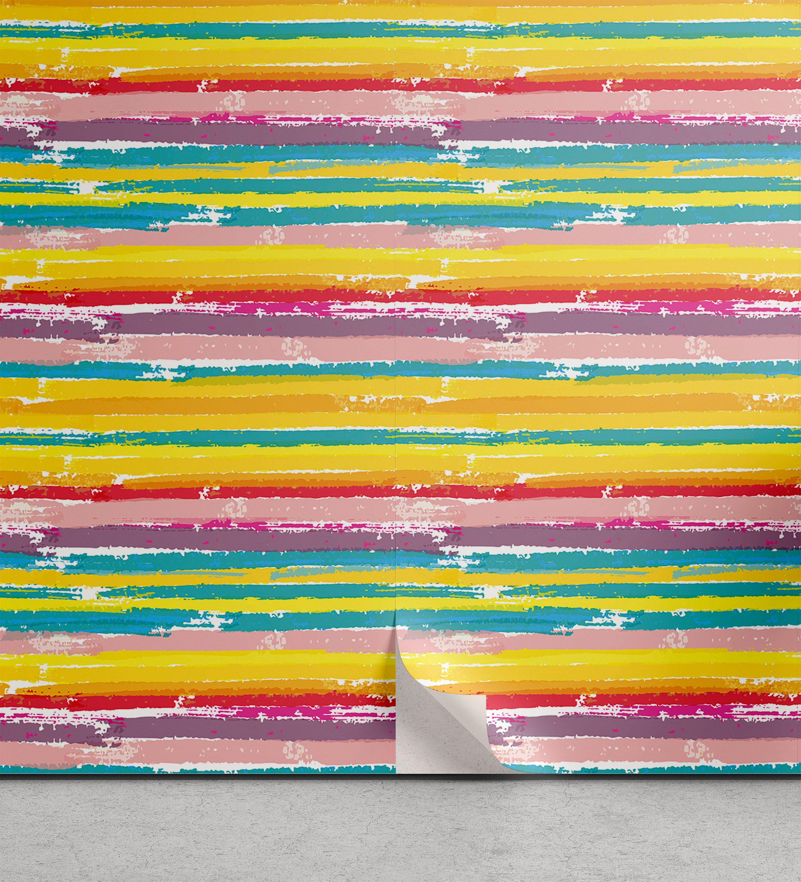 Abakuhaus Vinyltapete selbstklebendes Wohnzimmer Küchenakzent, Bunt Pinsel Marks Entwurf