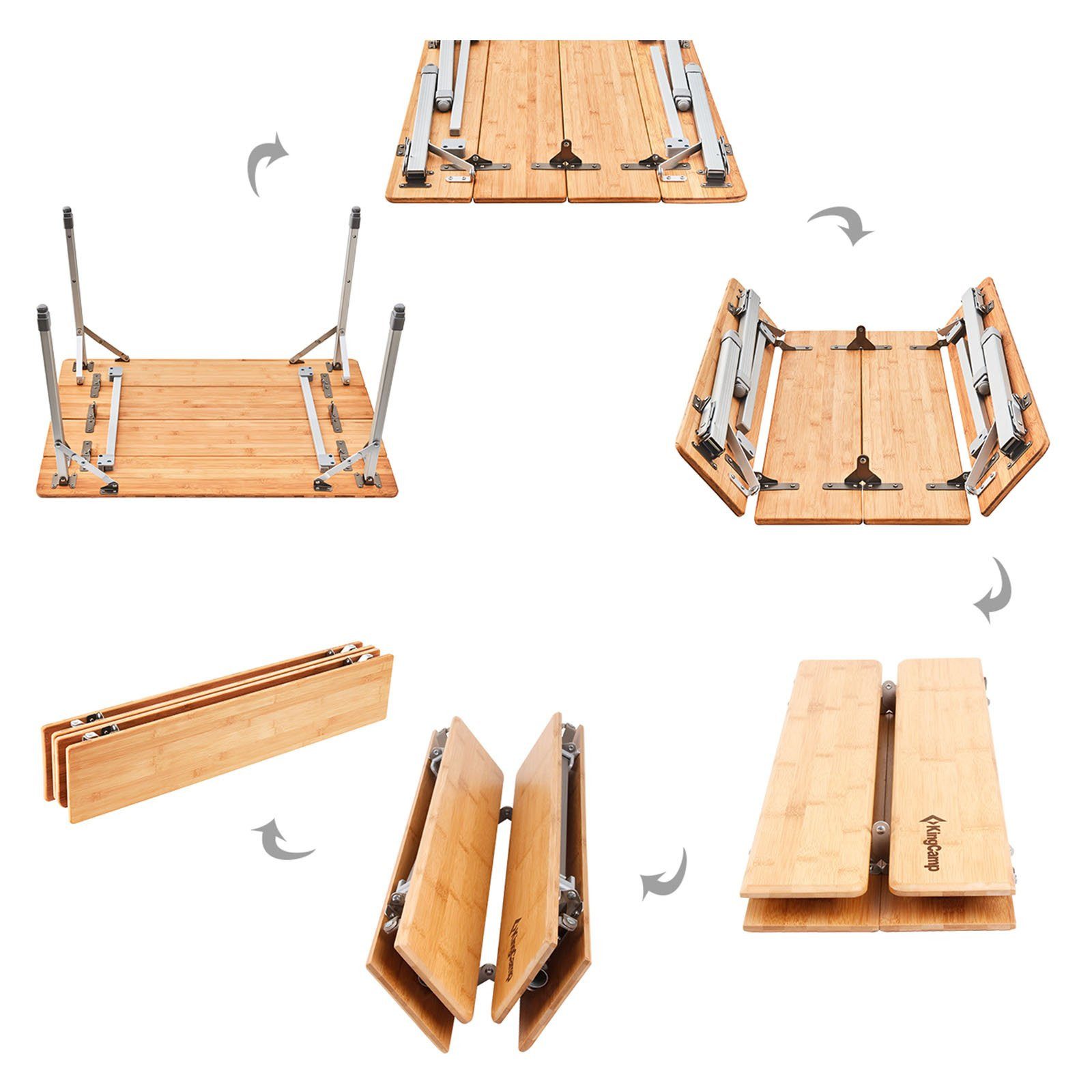KingCamp Campingtisch Bambus Campingtisch Falt Tisch - Camping Klapptisc – Bild 5 von 5
