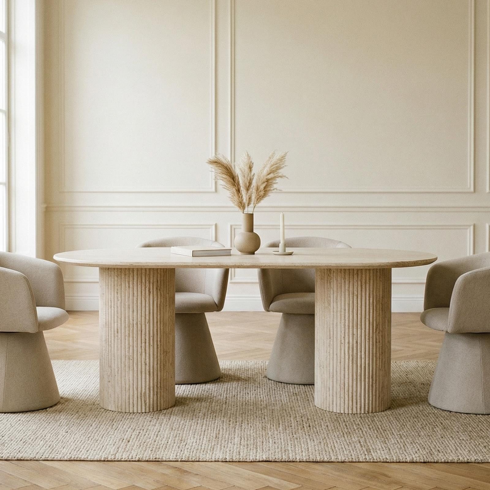IDIMEX Esstisch TEVELI, Ovaler Esszimmertisch 180 x 90 cm in Travertinoptik Beige