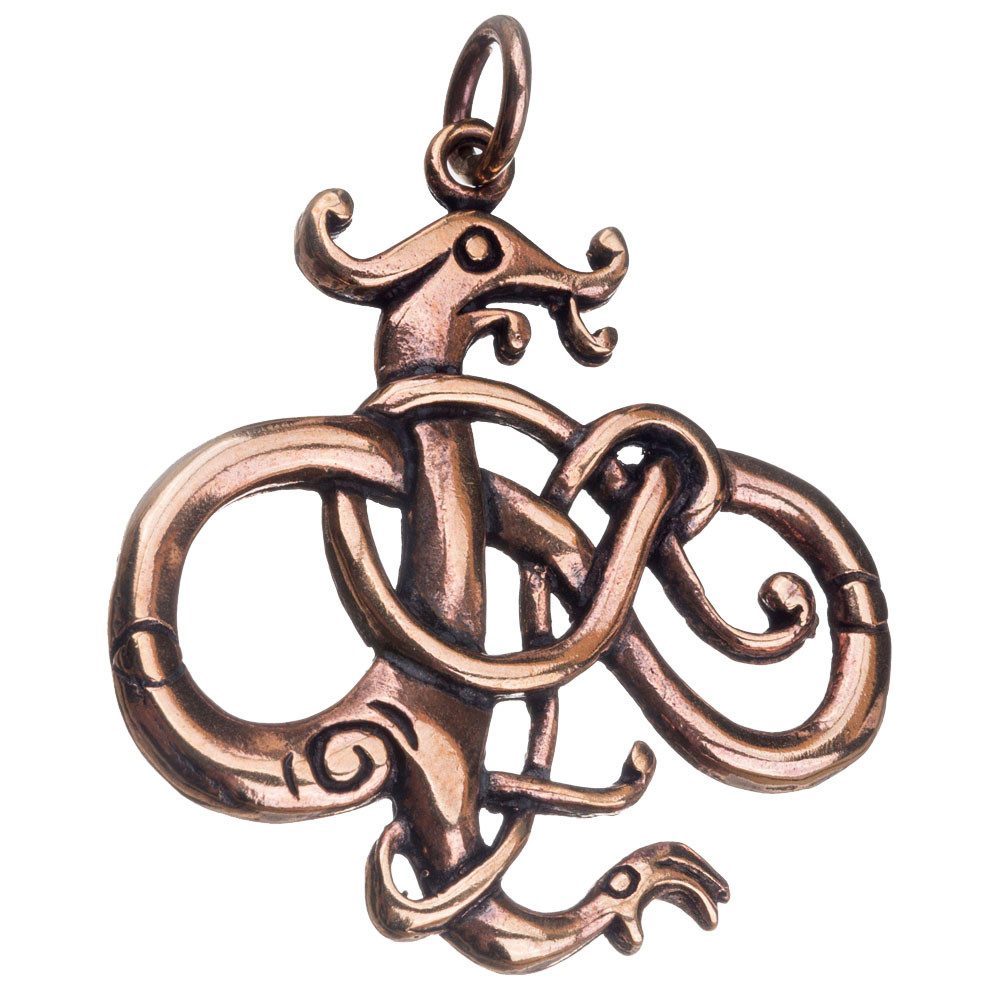 Kettenanhänger Wikinger Drache Bronze Anhänger Schmuck - Keltische Knoten - 45x45mm