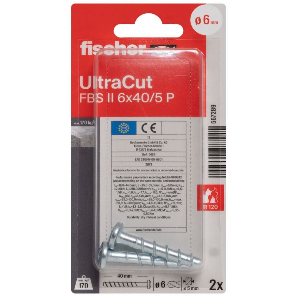 fischer Spenglerschraube fischer Betonschraube UltraCut FBS II 6 x 40/ 5