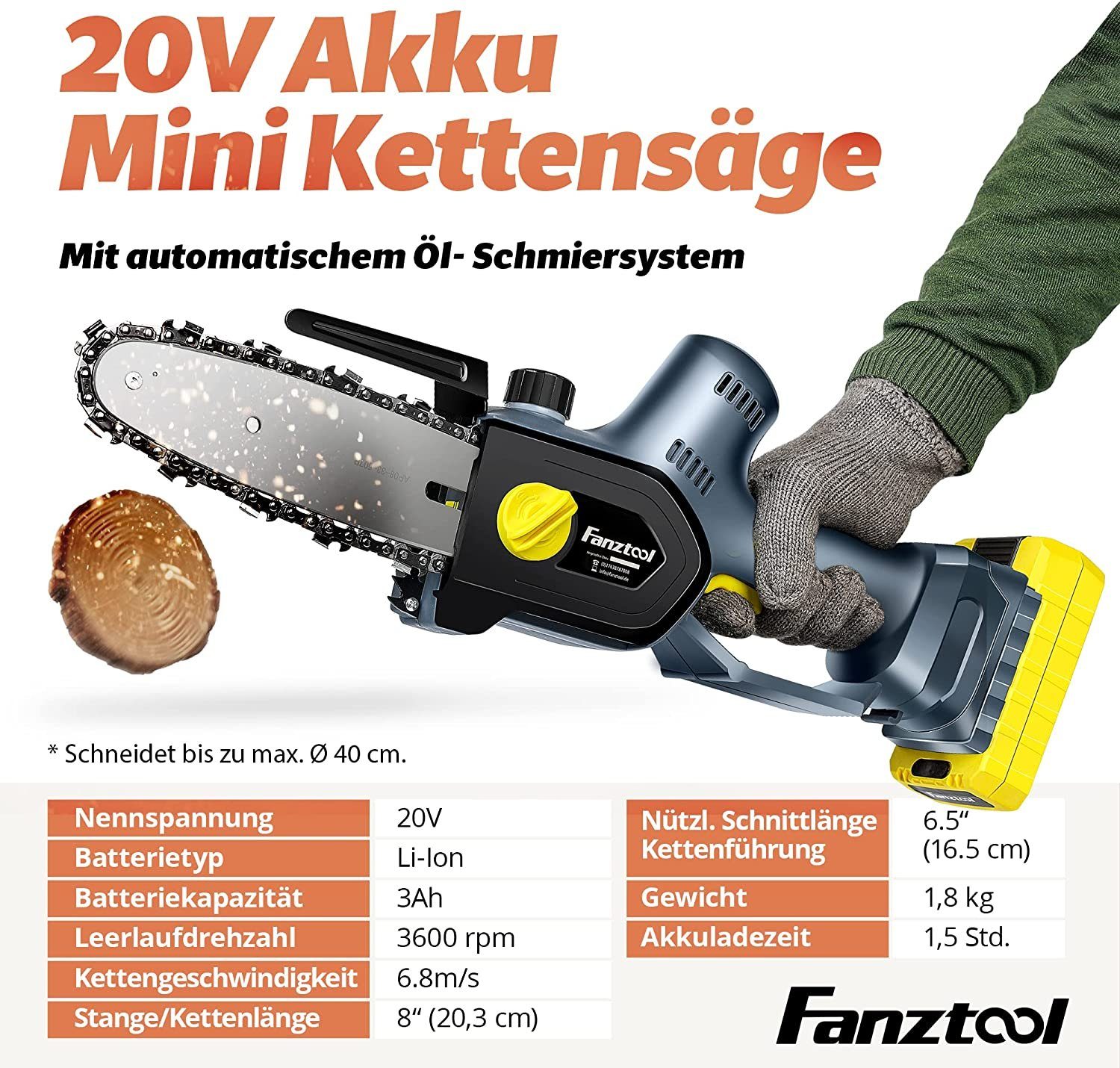 Fanztool Handsäge FANZTOOL 20V Akku Handsäge mini 1,8 kg, EC-Motor (Packung)