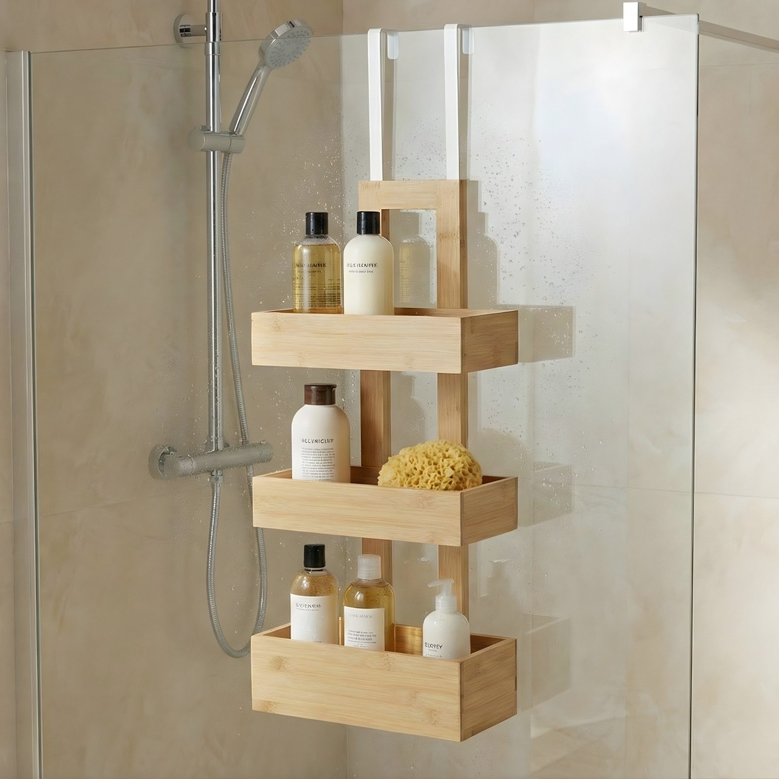 NUXIO Badregal Türhandtuchhalter aus Bambus fürs Bad RANT, 74 cm