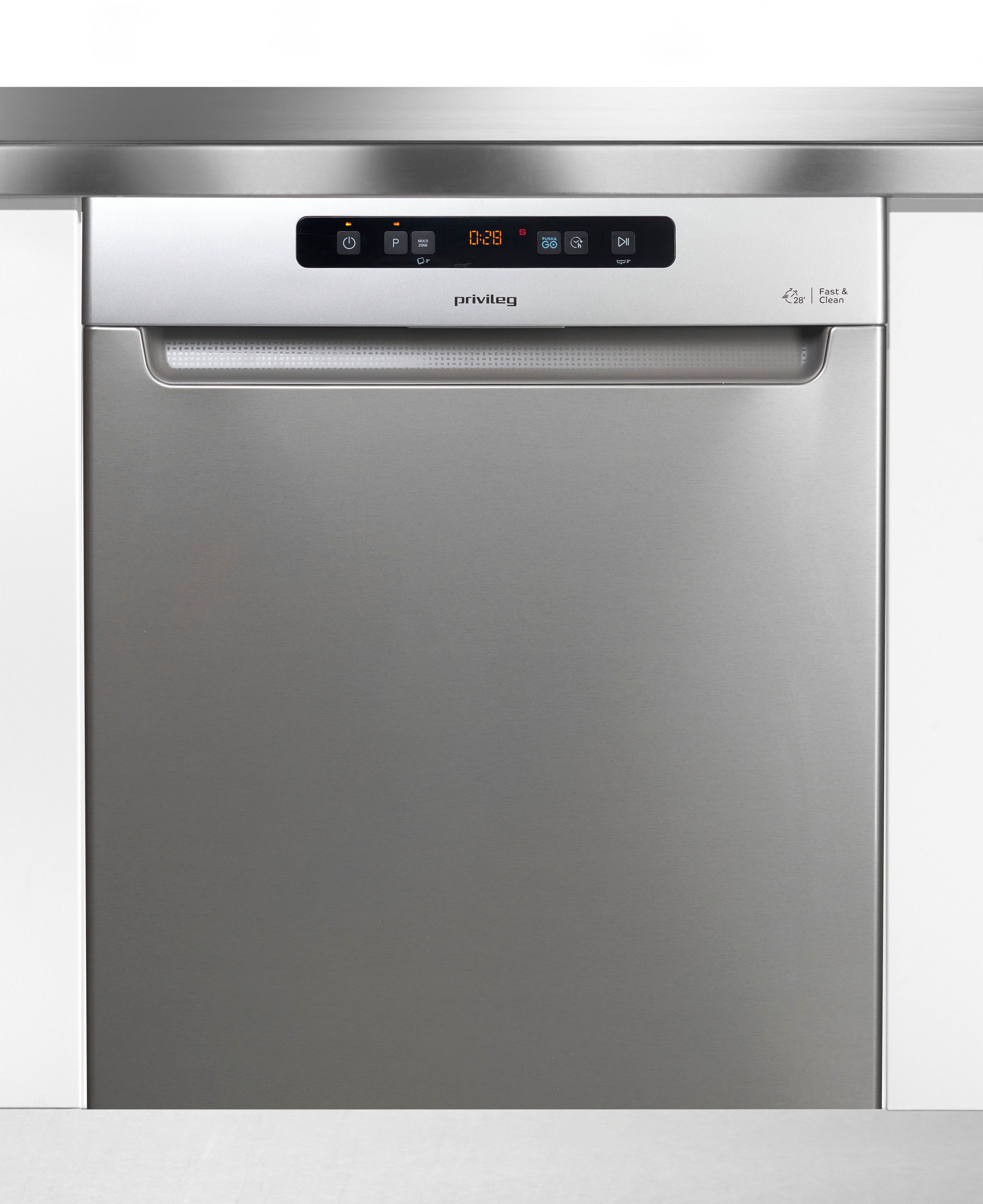 Privileg Unterbaugeschirrspüler P0U ECO D541 S, 14 Maßgedecke, Fast&Clean 28’ – das effektive Reinigungsprogramm unter 28 Minuten