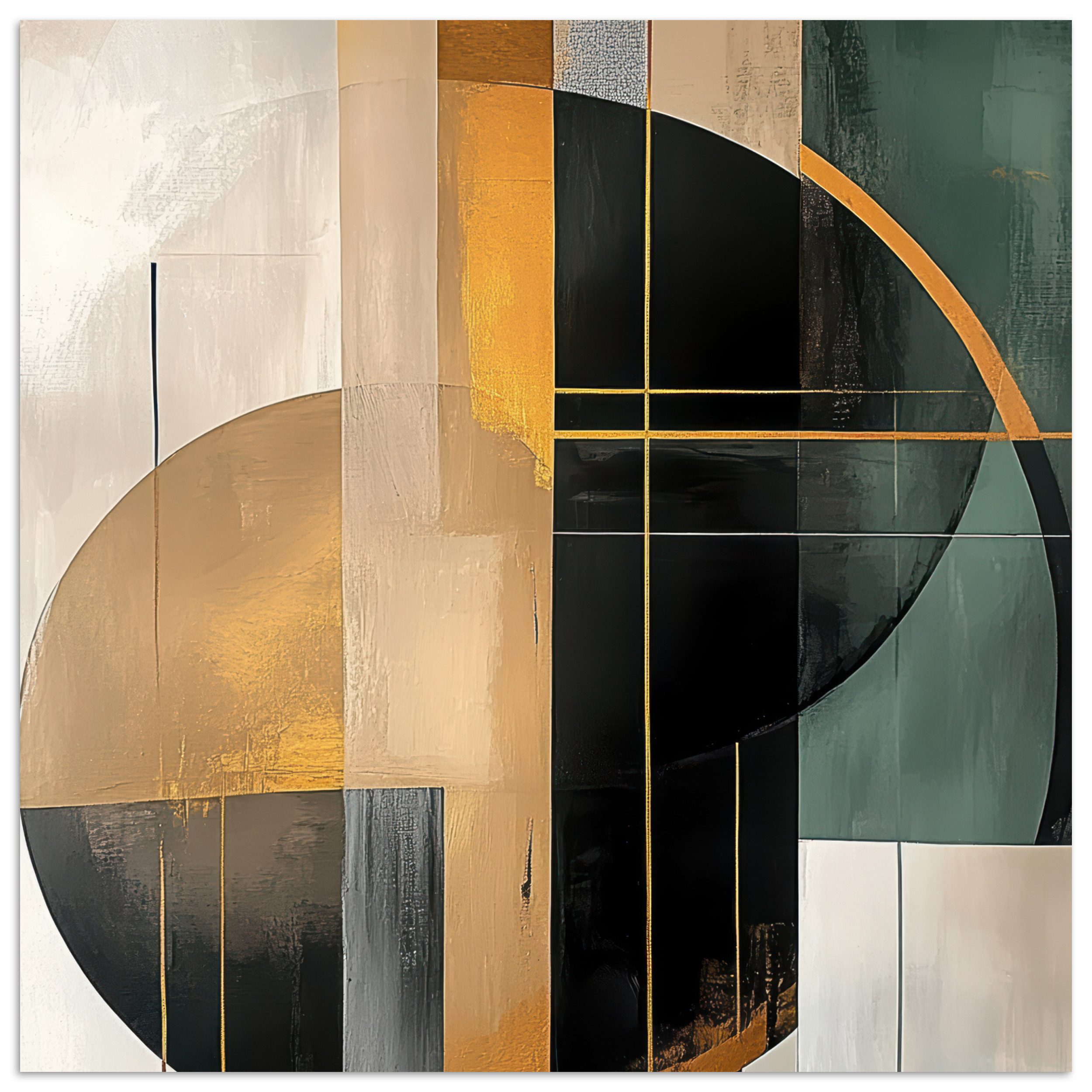 MuchoWow Poster Abstrakt - Gold - Bronze - Grün - Formen - Modern, (1 St), Poster ohne Rahmen, Wandbild, Wandposter, 30x30 cm
