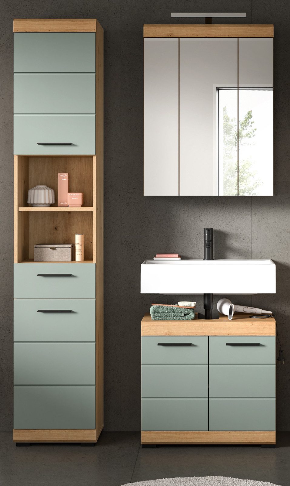 Inn.Furn Badmöbel-Set Shawn, (Badezimmer in Salbei günstig online kaufen