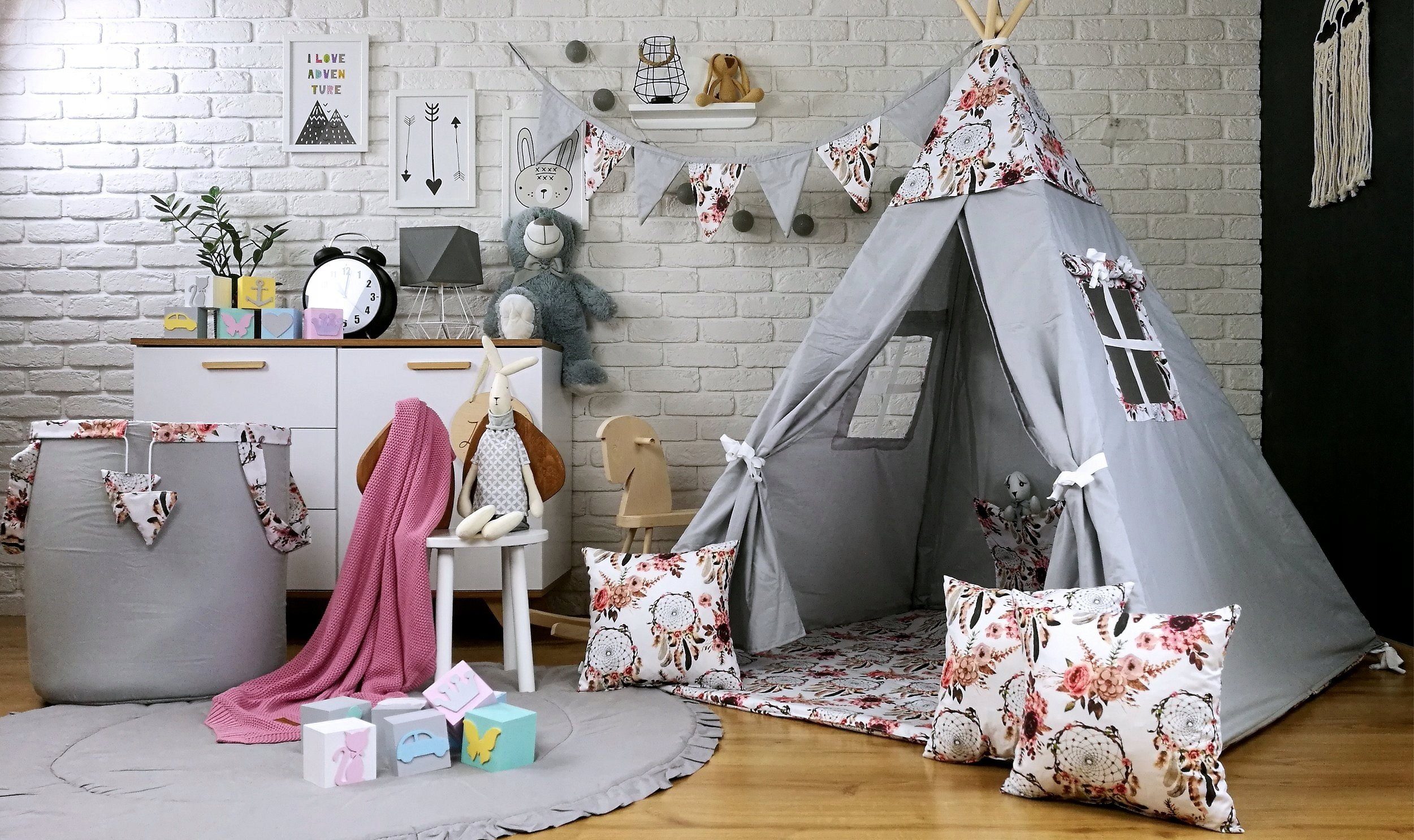 Pamek Tipi-Zelt Kinder Spielzelt Teepee Zelt Tipizelt für Kinder Traumfänger, Personen: 2 (7 tlg)