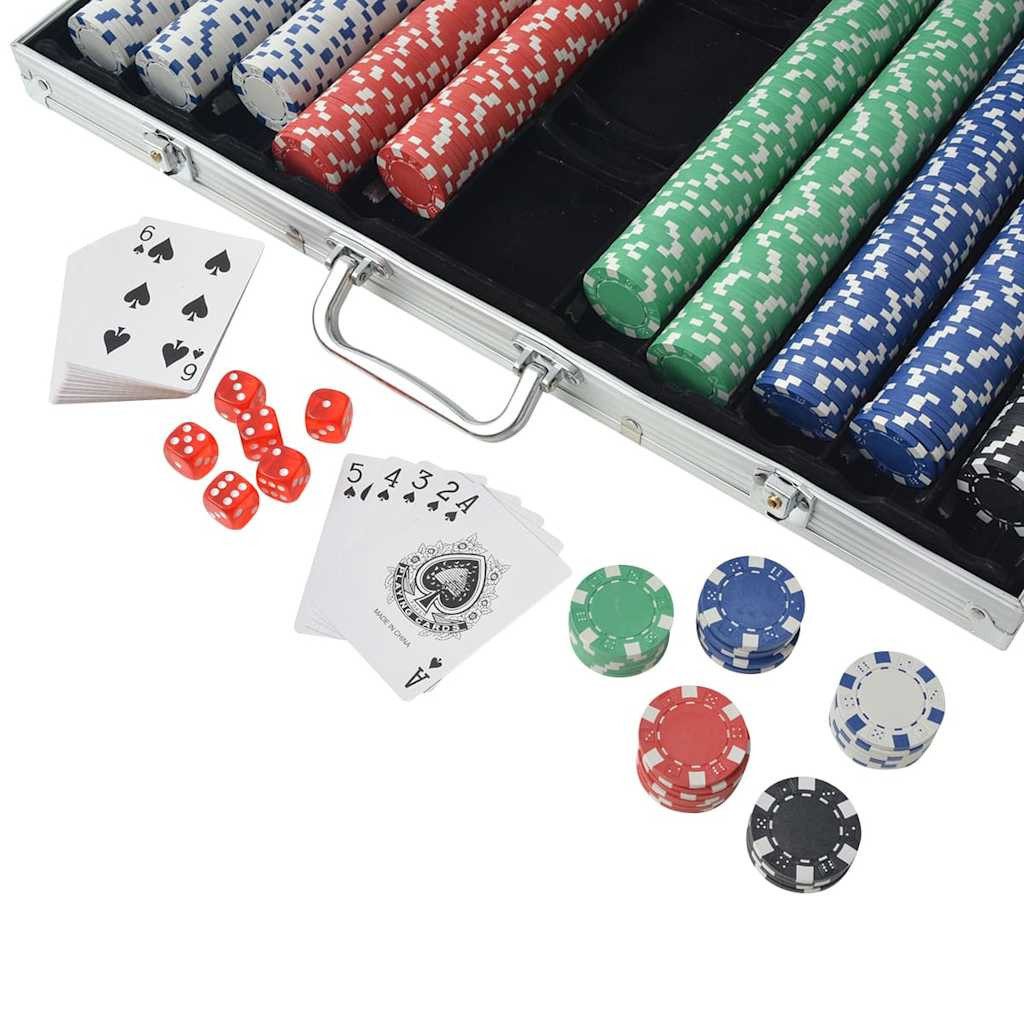 vidaXL Spiel Poker Set mit 1.000 Chips Aluminium