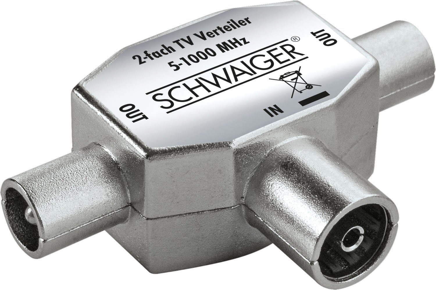 Schwaiger ASV42S 531 TV-Adapter IEC Stecker zu IEC Buchse, für Kabel- und Antennenanlagen