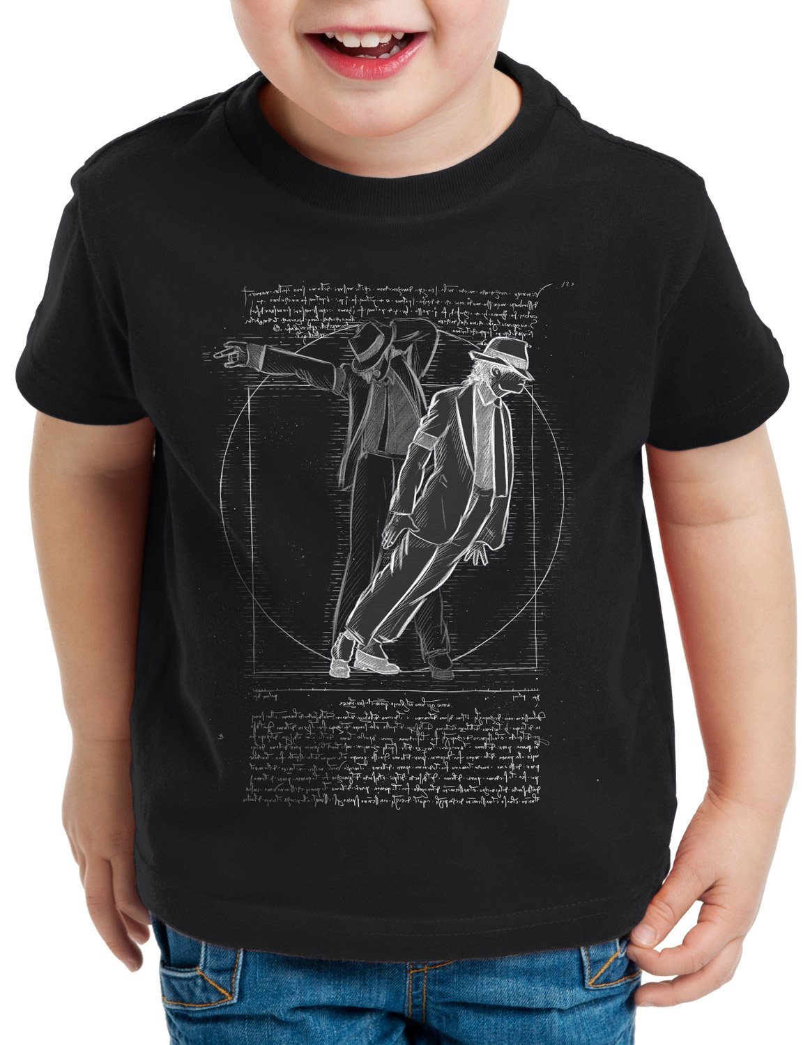 style3 Print-Shirt Kinder T-Shirt Vitruvianischer Pop King da vinci michael moonwalk schwarz