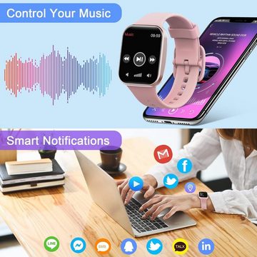 uaue Smartwatch (1,69 Zoll, Android iOS), Fitnessuhr mit Pulsuhr Herzfrequenz IP68 Wasserdicht 25 Sportmodi