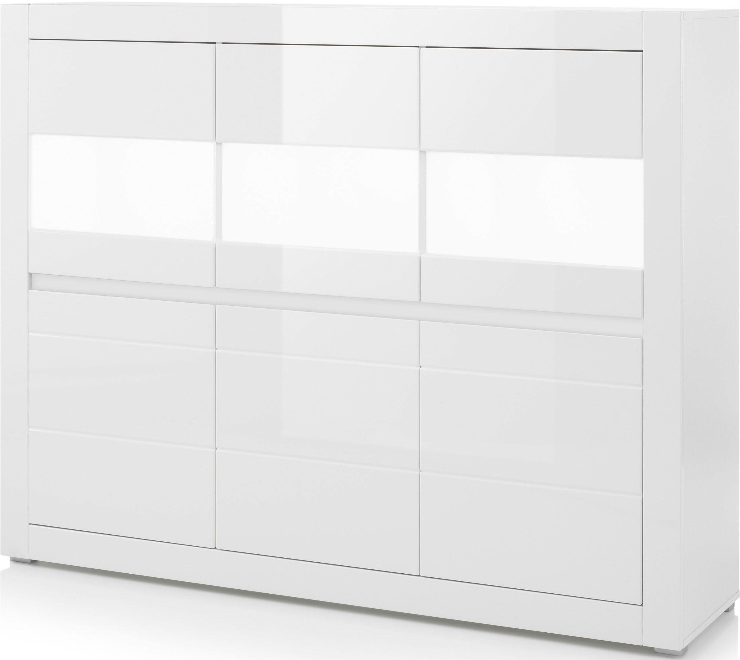 Home affaire Highboard Carat, Breite 164 cm, Blende in weiß und betonfarben im Lieferumfang