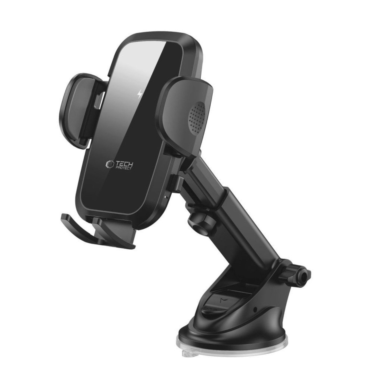 TECH PROTECT Handy-Halterung CM15W-V1, (bis 7 Zoll, 4-teiliges Set mit Halterung, Saugnapf, Lüftungsclip und Ladekabel, Autohalterung mit 15W QI-Schnellladefunktion)
