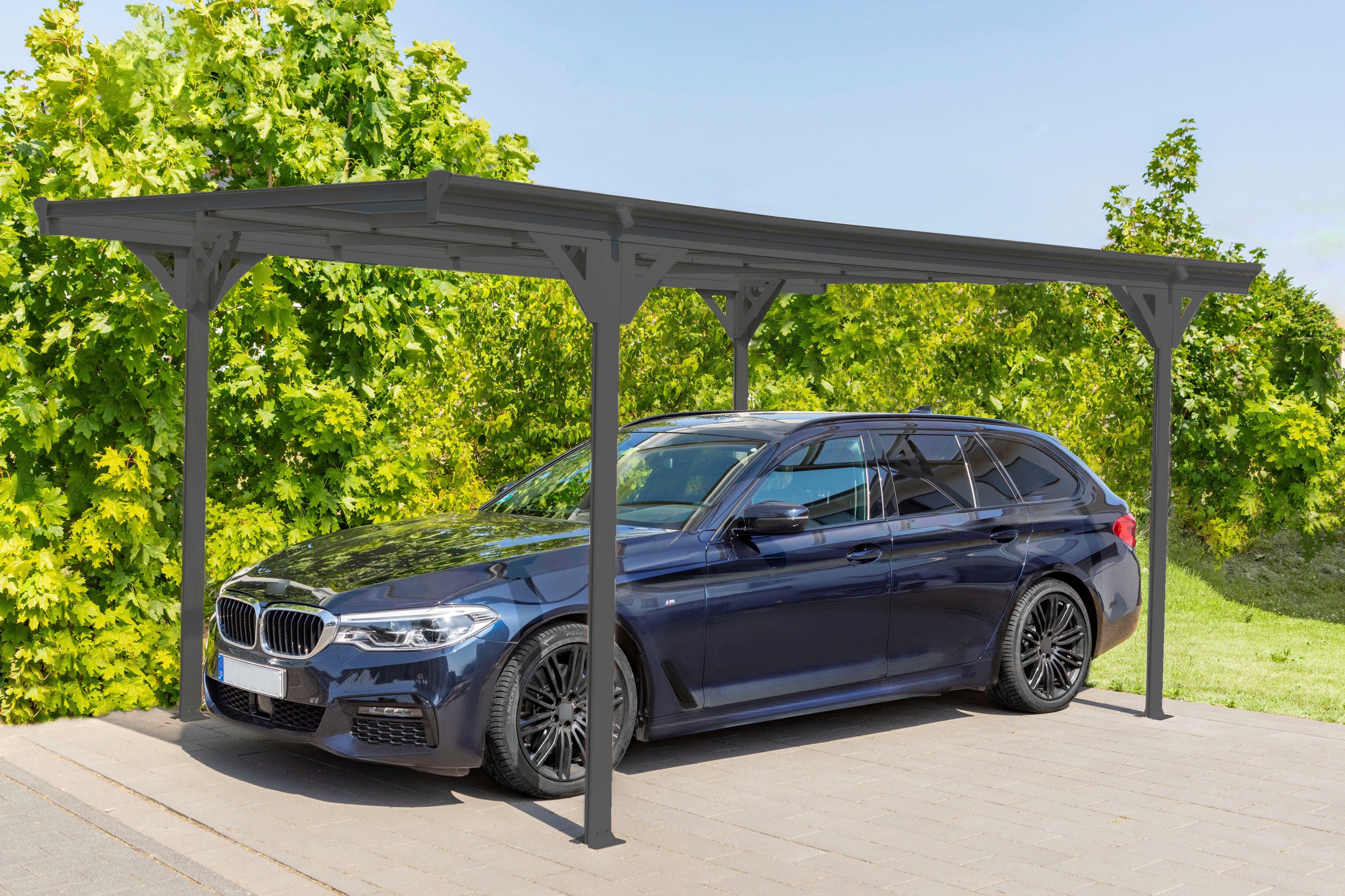 WESTMANN Einzelcarport Flachdach, BxT: 305x503 cm, 217 cm Einfahrtshöhe, aus Aluminium, anthrazit