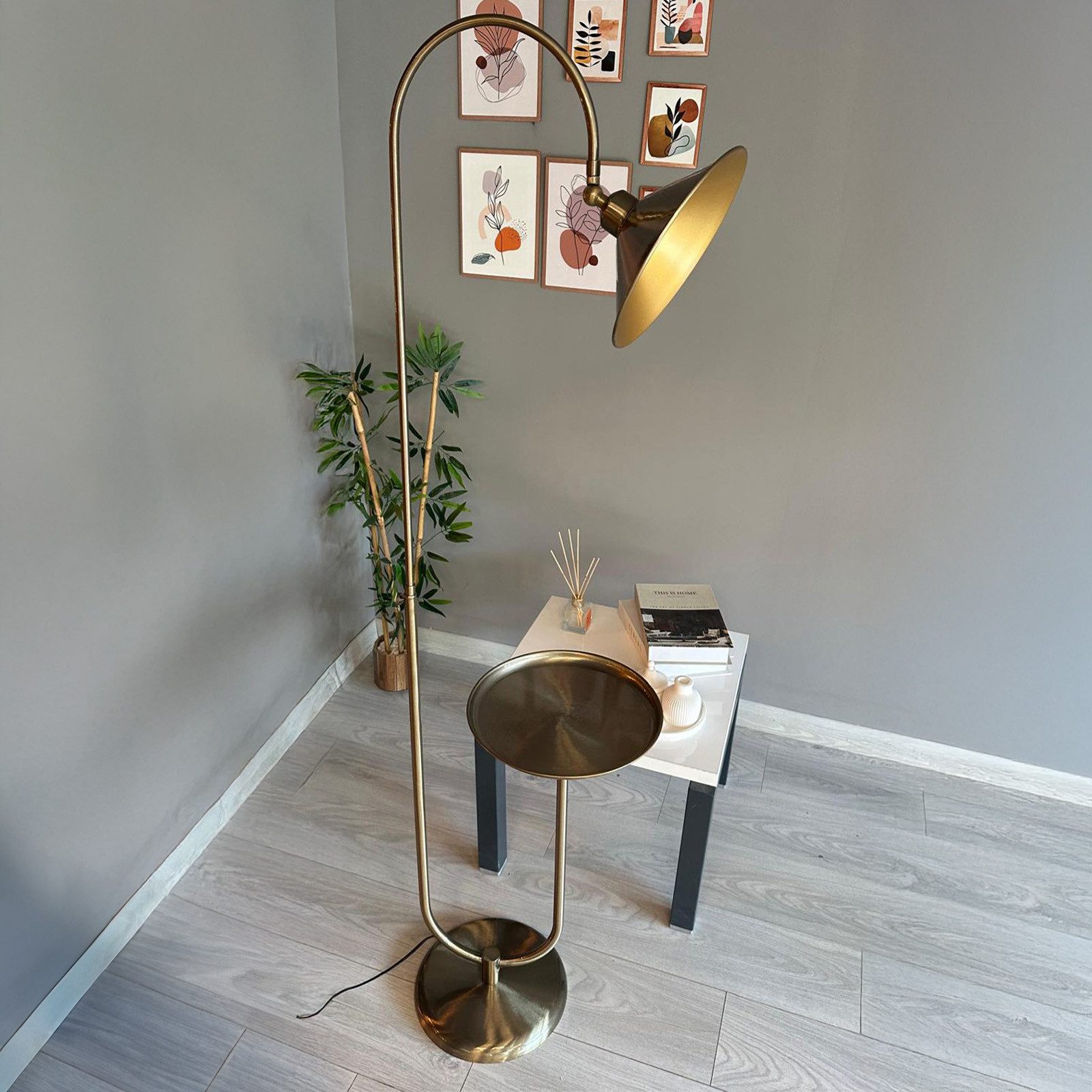 Bamyum Stehlampe Tumbled U Couchtisch Moving Head Moderne Stehleuchte, ohne Leuchtmittel, E27, verstellbarer Lampenschirm, Stehluchte mit Ablage
