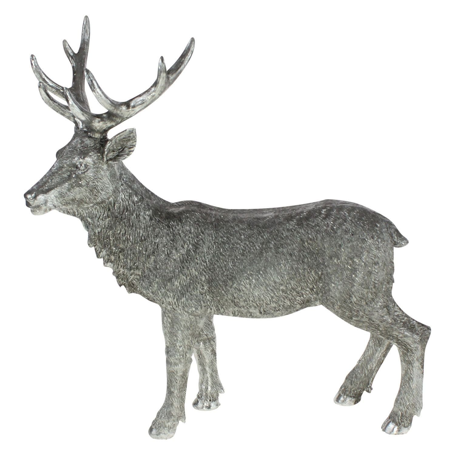 Werner Voß Weihnachtsfigur Hirsch - stehend - silber - Polyresin - 36x15x40 cm