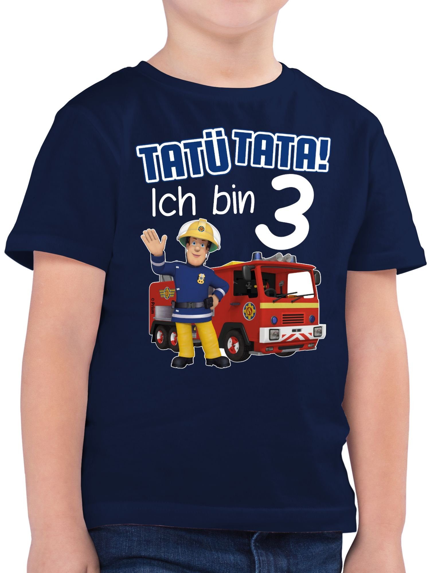 Shirtracer T-Shirt Tatü Tata! Ich bin 3 Feuerwehrmann Sam Jungen 02 Dunkelblau