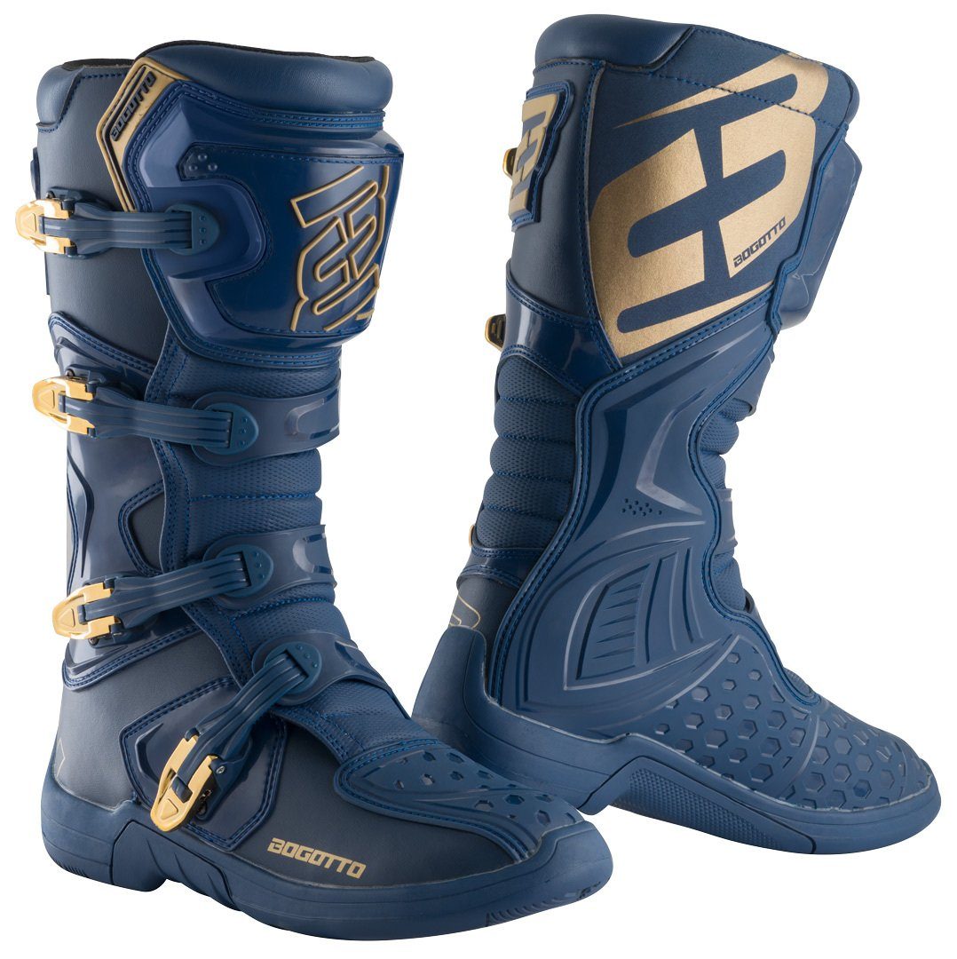 Motorradstiefel Stiefel MX-5 Blue/Gold Bogotto Motocross