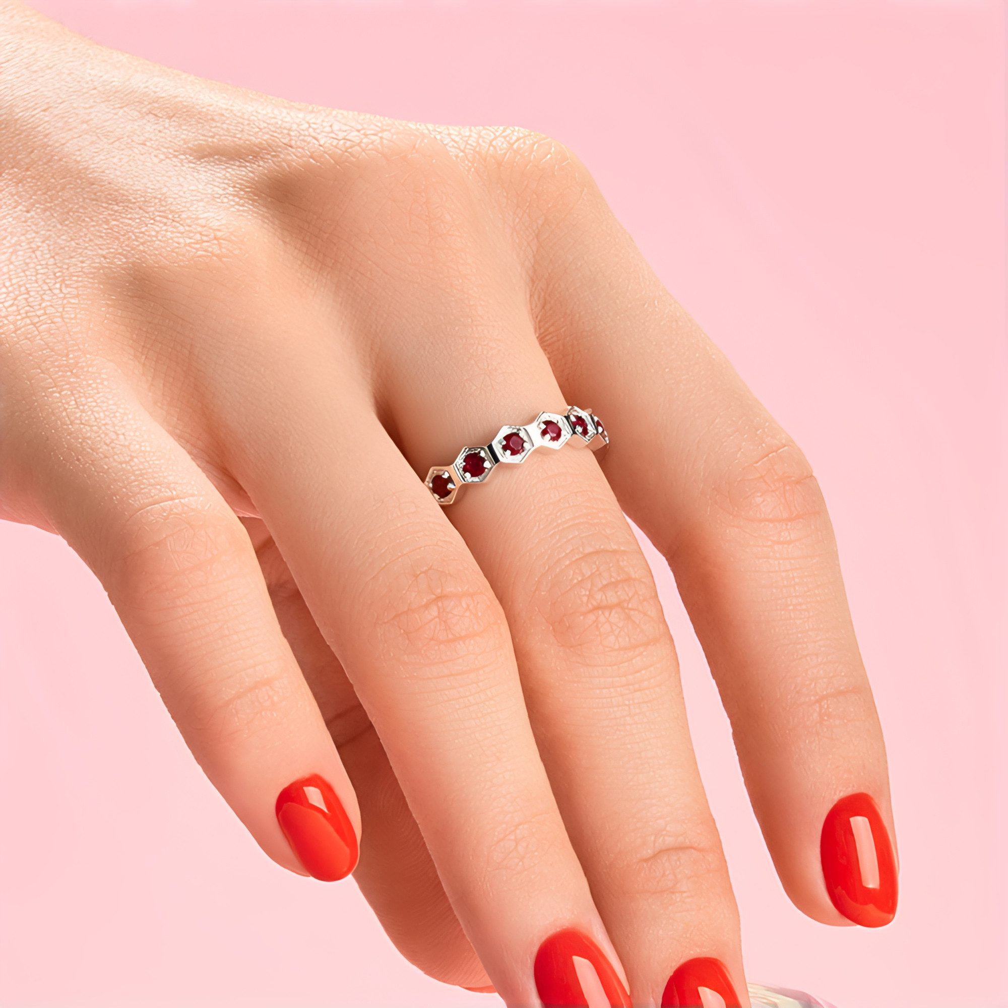 Cavill Silberring Silberring mit tansanischem Rubin, 0,505 ct (1-tlg)