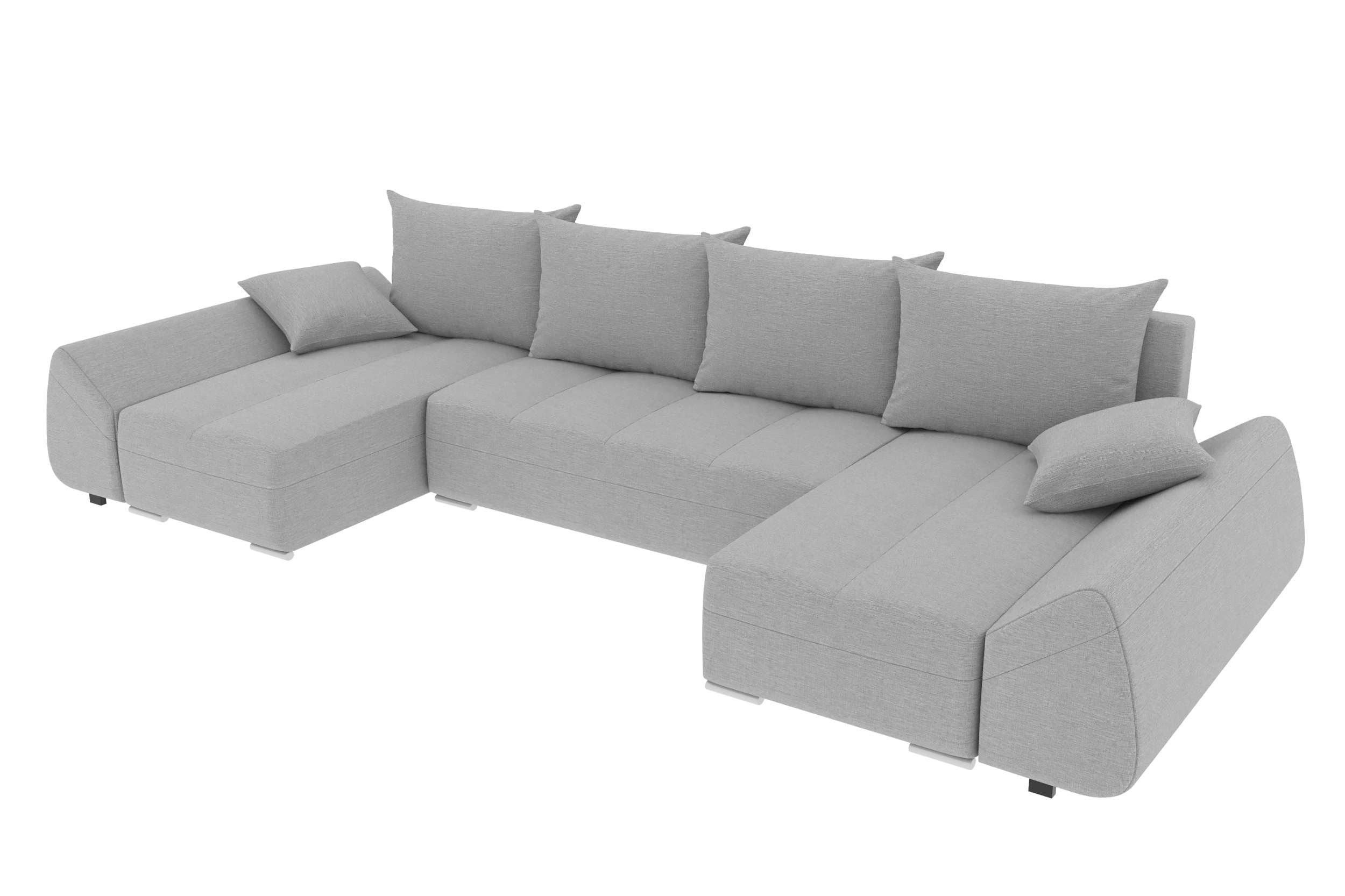Stylefy Wohnlandschaft Bettfunktion, Modern Sitzkomfort, Bettkasten, mit Sofa, U-Form, mit Eckcouch, Design Madeira