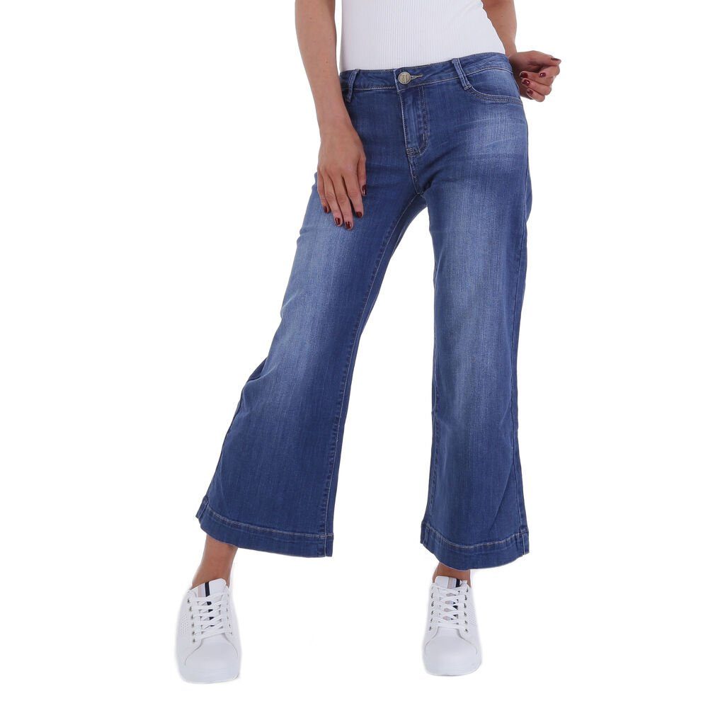 Freizeit Stretch Bootcut-Jeans in Damen Blau Ital-Design Jeans Bootcut