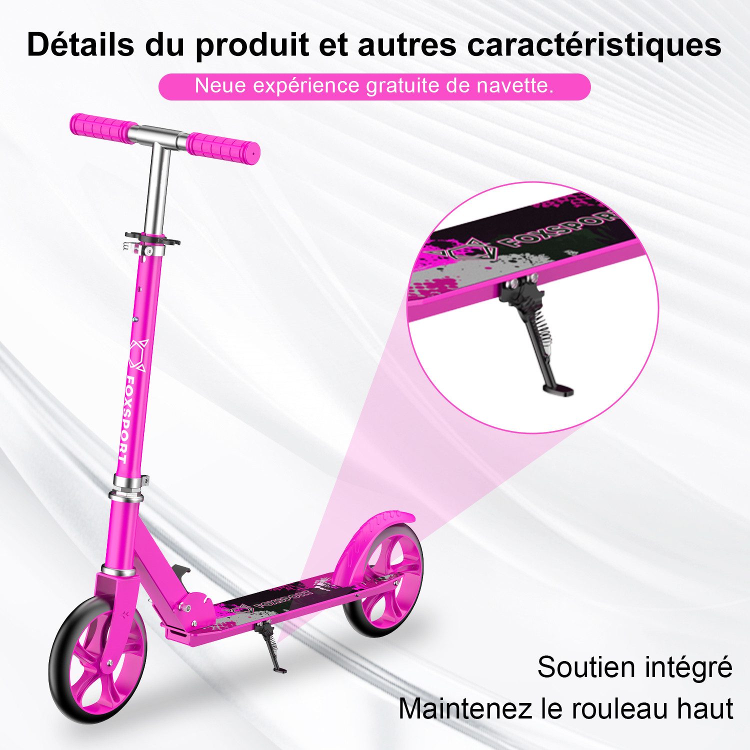 FOXSPORT Cityroller Leichter faltbarer, für Erwachsene und Kinder, 1 km/h, (Packung, mit Schutzblechen), klappbar&höhenverstellbar Scooter 4.7 Zoll Räder Maximale 100 kg