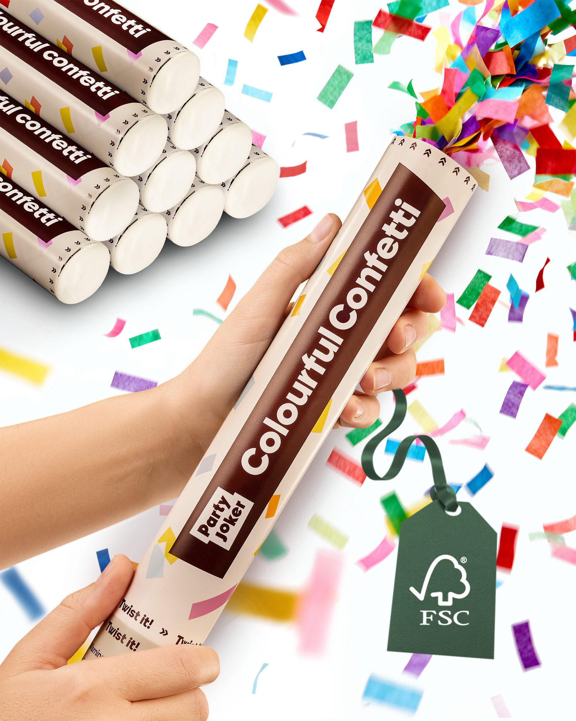 Praknu Konfetti 10 Konfettikanonen Bunt - Einfach & Sicher zu Bedienen - 5 - 8 Meter, Großes Konfetti - Explosionsbox Kanone - Einfach & Sicher Zu Bedienen