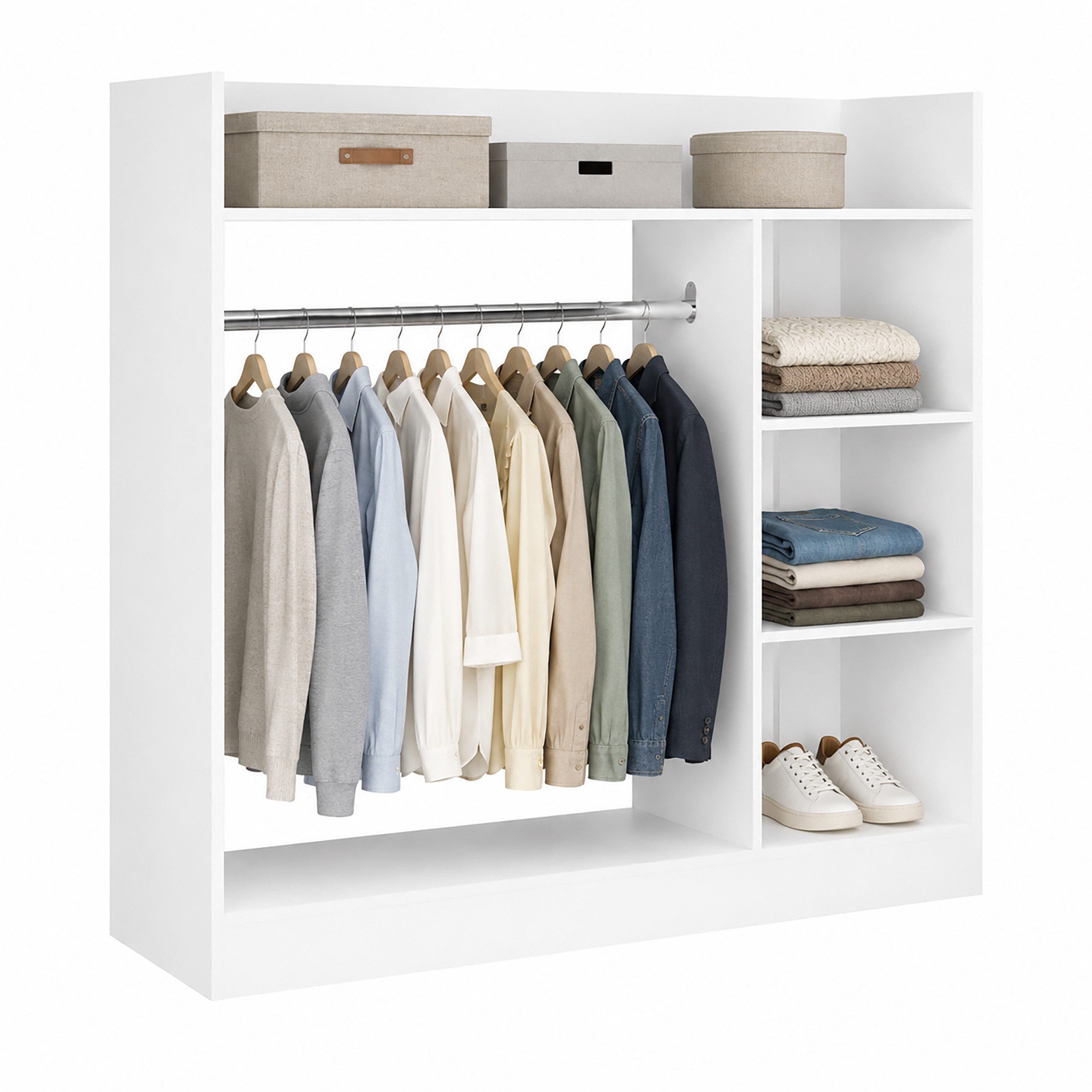 VCM Kleiderschrank Palosa M B. 118 x T. 35 x H. 115 cm mit 5 Fächern, viel Stauraum, begehbarer Kleiderschrank