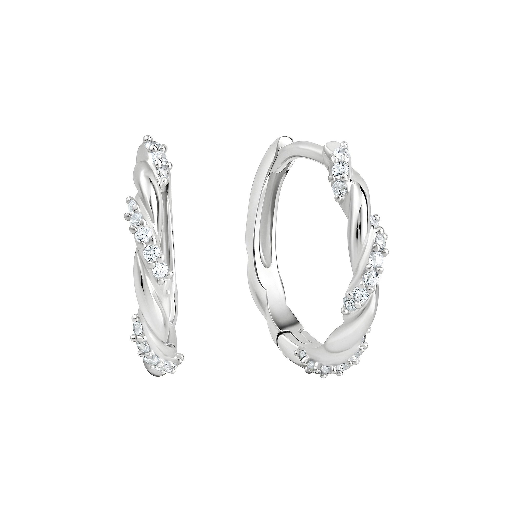 Paar Creolen 925/- Sterling Silber rhodiniert glanz Zirkonia