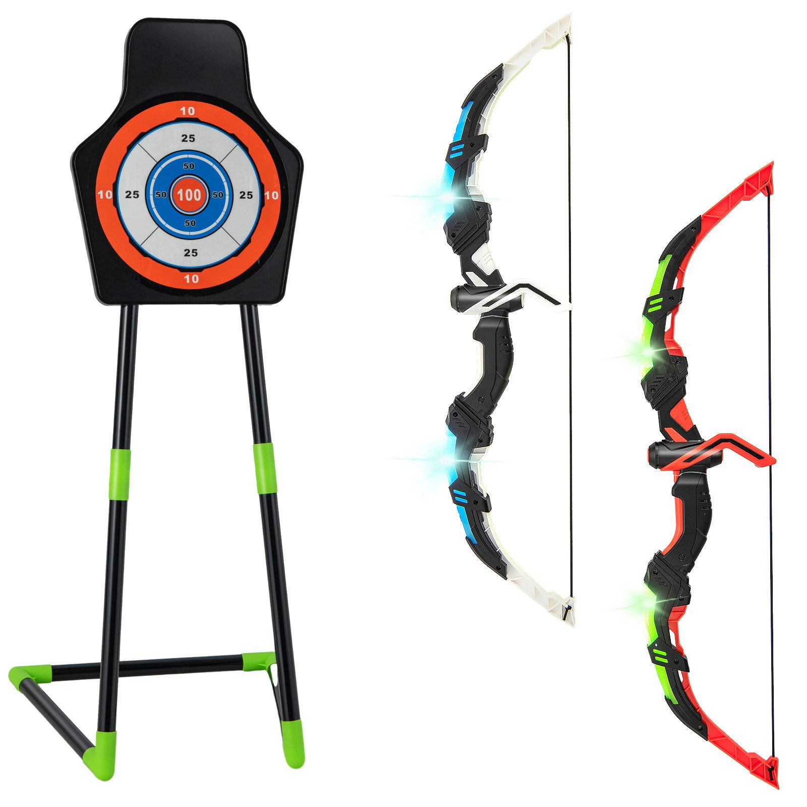 COSTWAY Kinderbogenset Boden und Pfeil Set, 20 Pfeilen, 2 Köchern