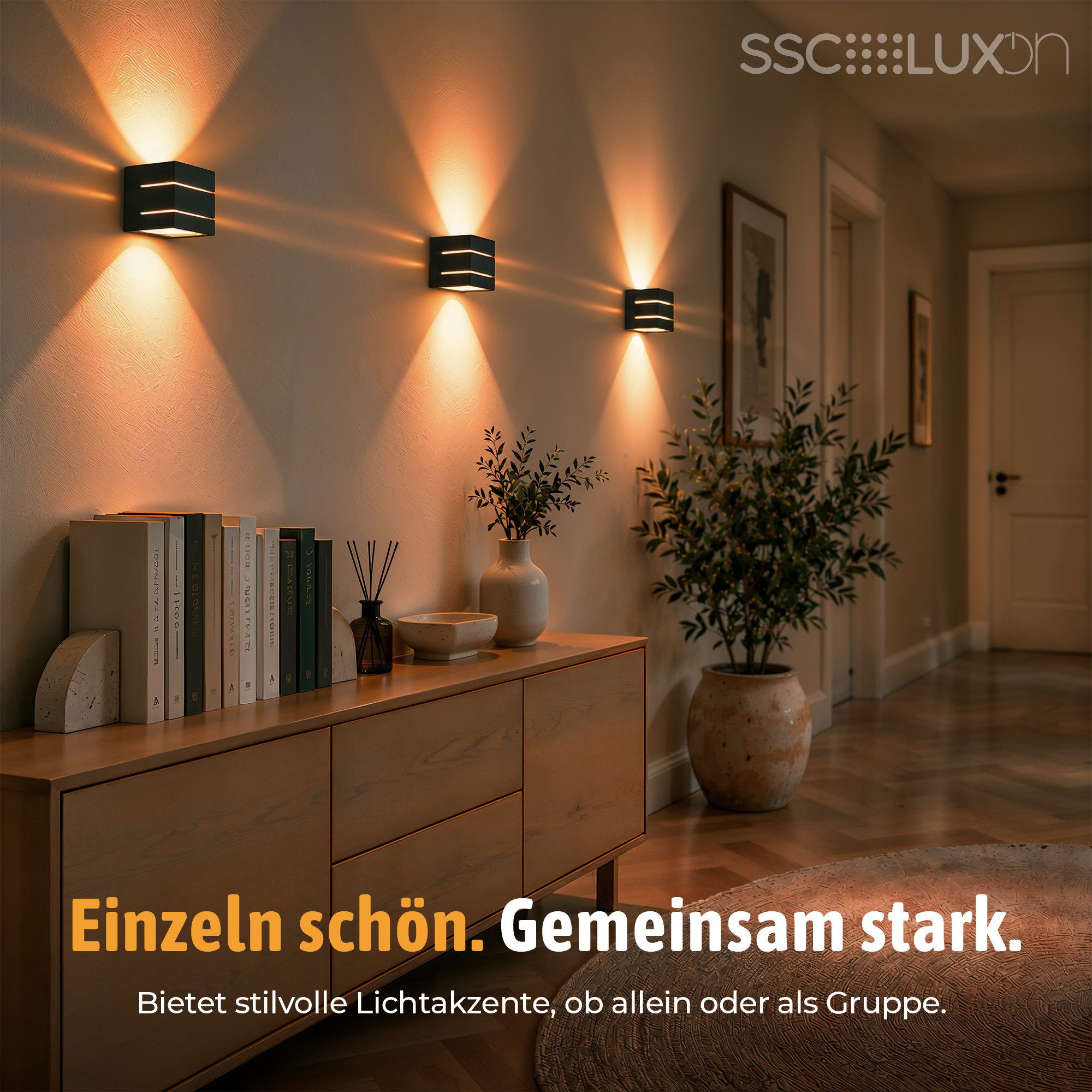 SSC-LUXon LED Wandleuchte Wandstrahler KOURA DUO Up & Down schwarz G9 3W warmweiß Glühbirne, Warmweiß