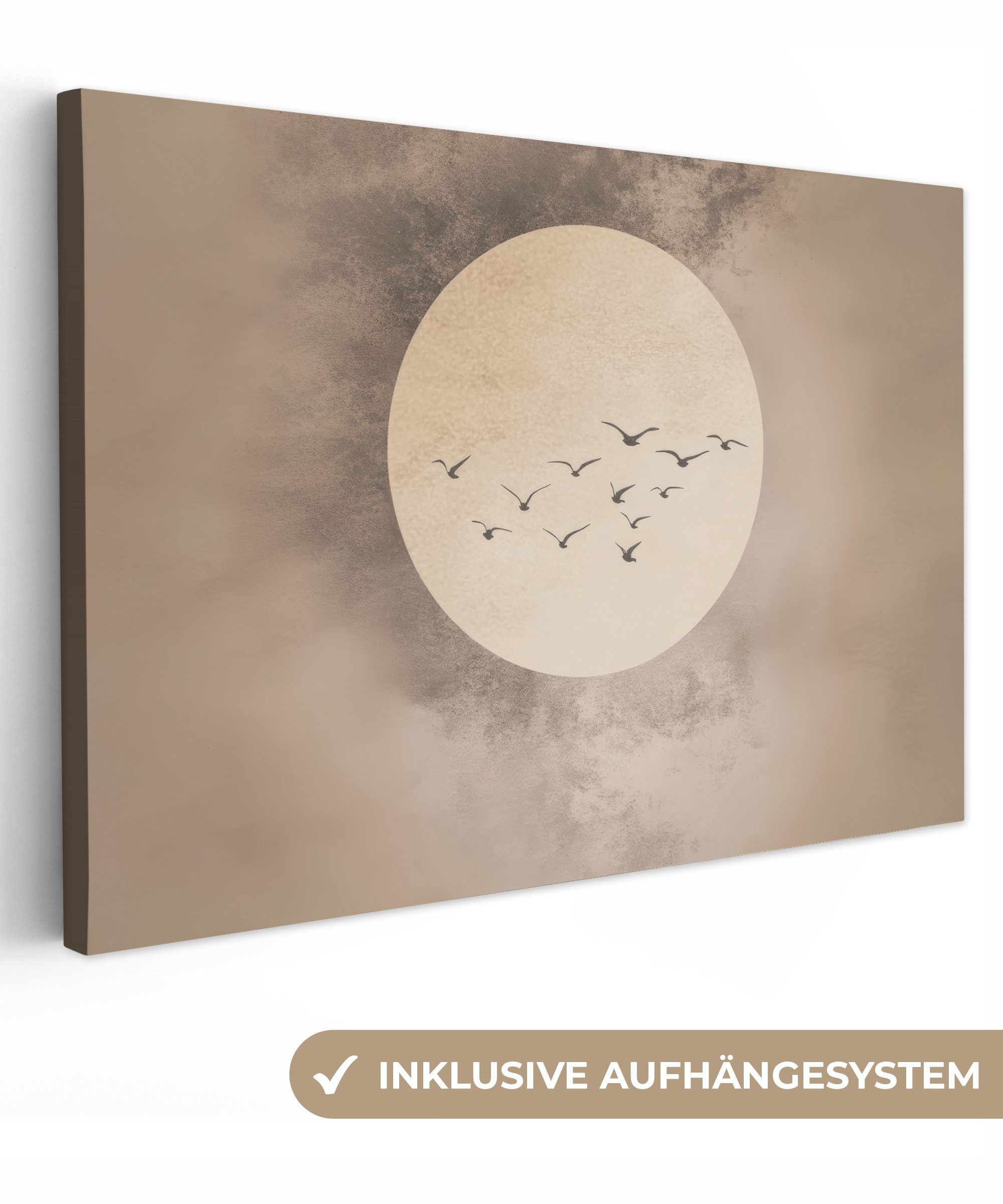 OneMillionCanvasses® Leinwandbild Vogel - Beige - Japanisch, Fotodruck (1 S günstig online kaufen