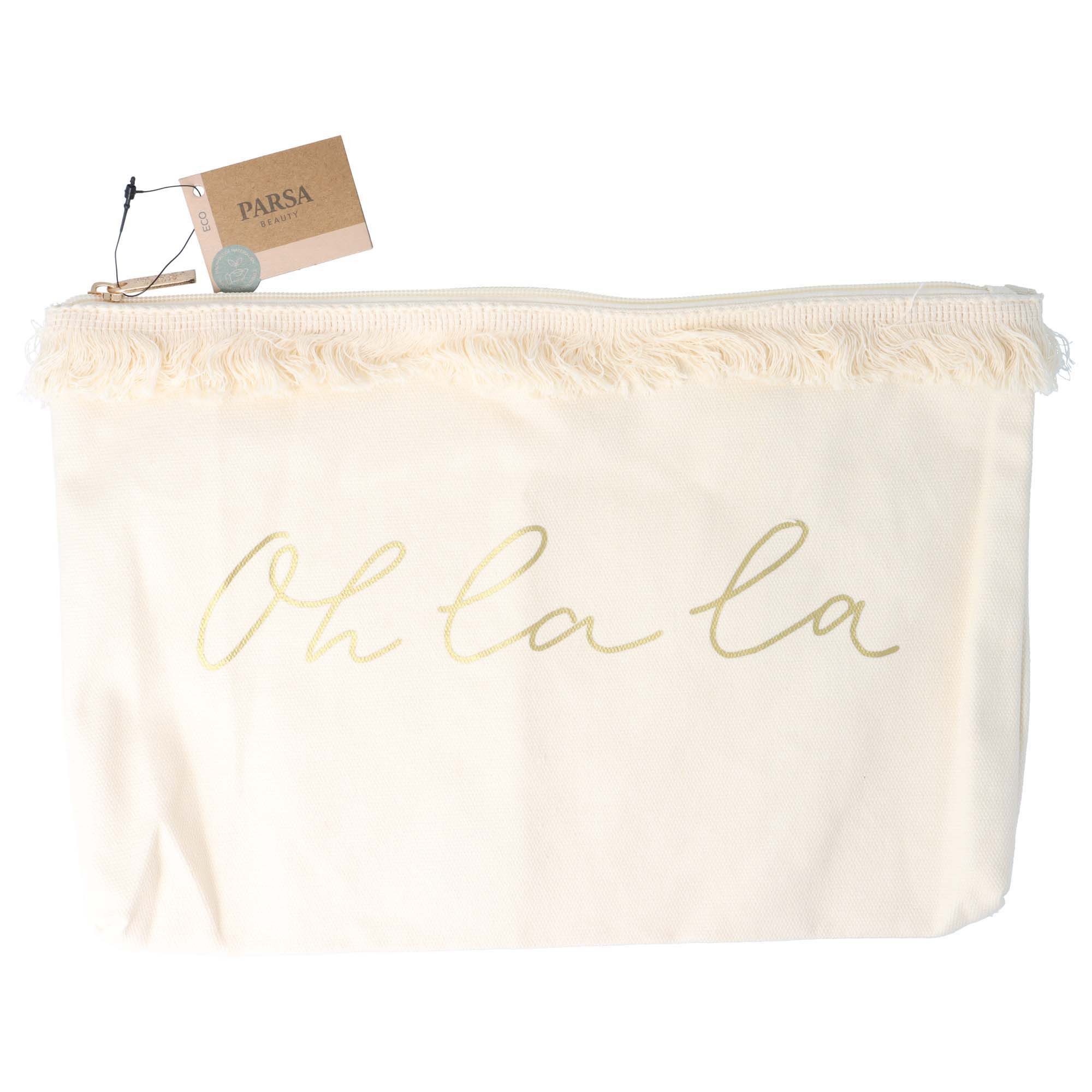 Kulturbeutel Kulturtasche beige mit Print