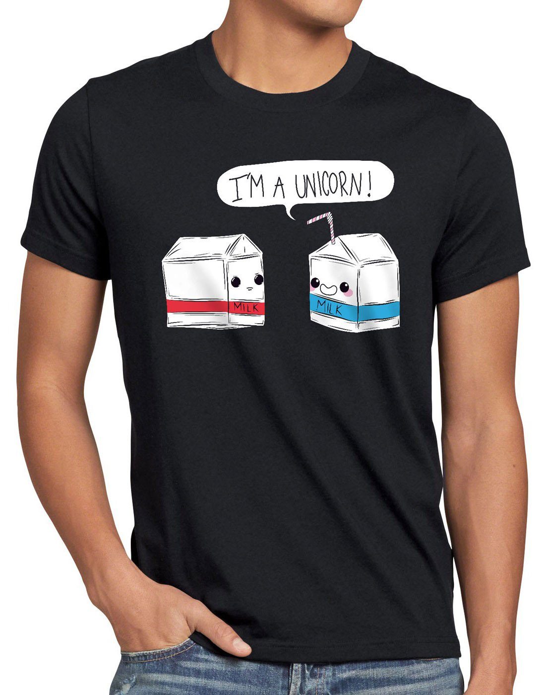 style3 Print-Shirt Herren T-Shirt I am a Unicorn Milk Einhorn Milch Funshirt Milchtüte Spruch Fun schwarz