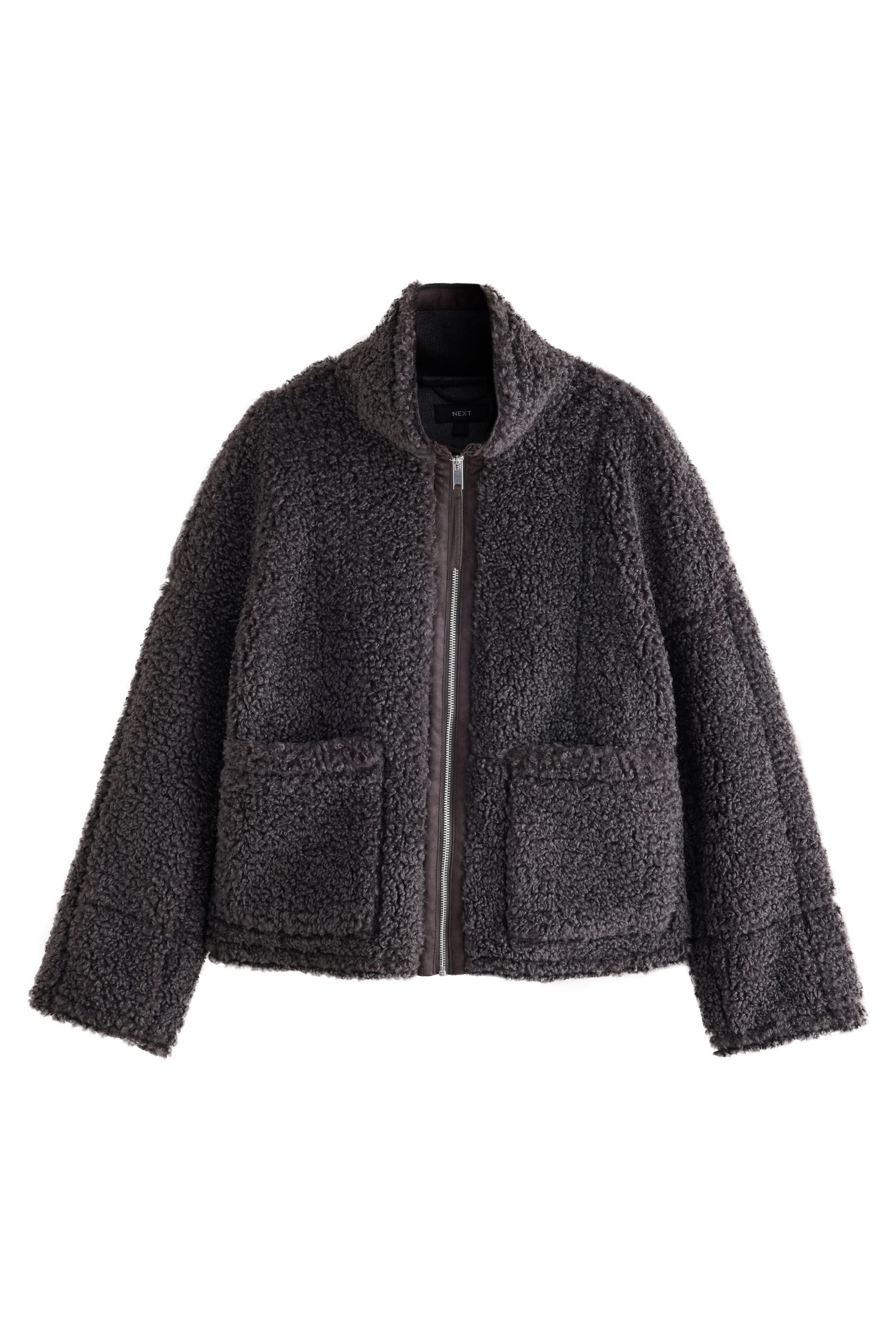 Next Fleecejacke Borg-Jacke mit Trichterkragen und Reißverschluss (1-St)