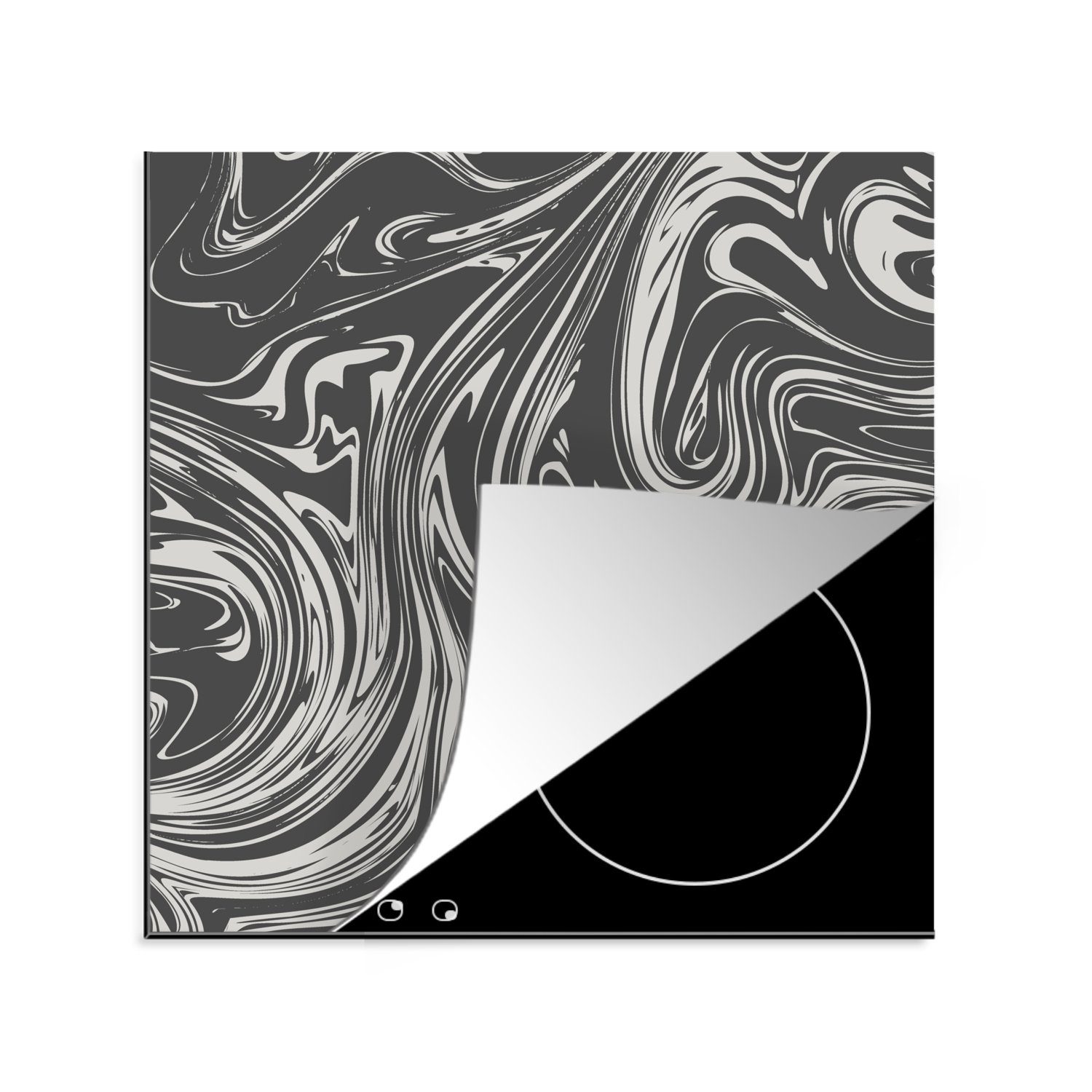 MuchoWow Herdblende-/Abdeckplatte Marmor - Linie - Muster, Vinyl, (1 tlg), 78x78 cm, Ceranfeldabdeckung, Arbeitsplatte für küche | Herdabdeckplatten