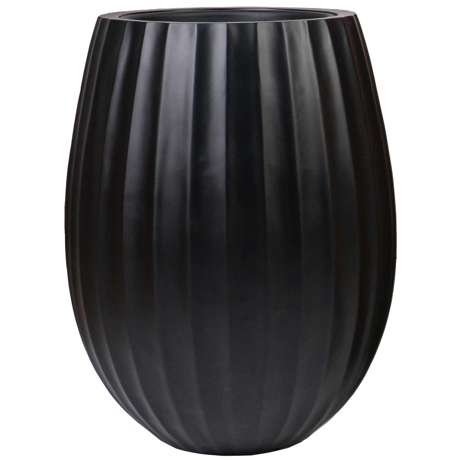 VIVANNO Blumentopf Fiberglas BALAO ARC Rund - Schwarz Matt (1 St), 39x50 cm