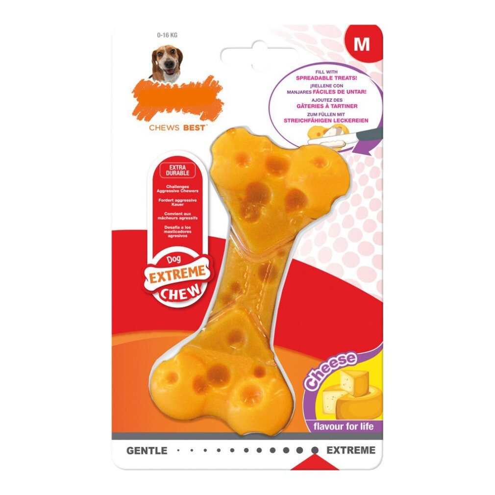 Nylabone Kauspielzeug Beißring für Hunde Dura Chew Käse Größe M