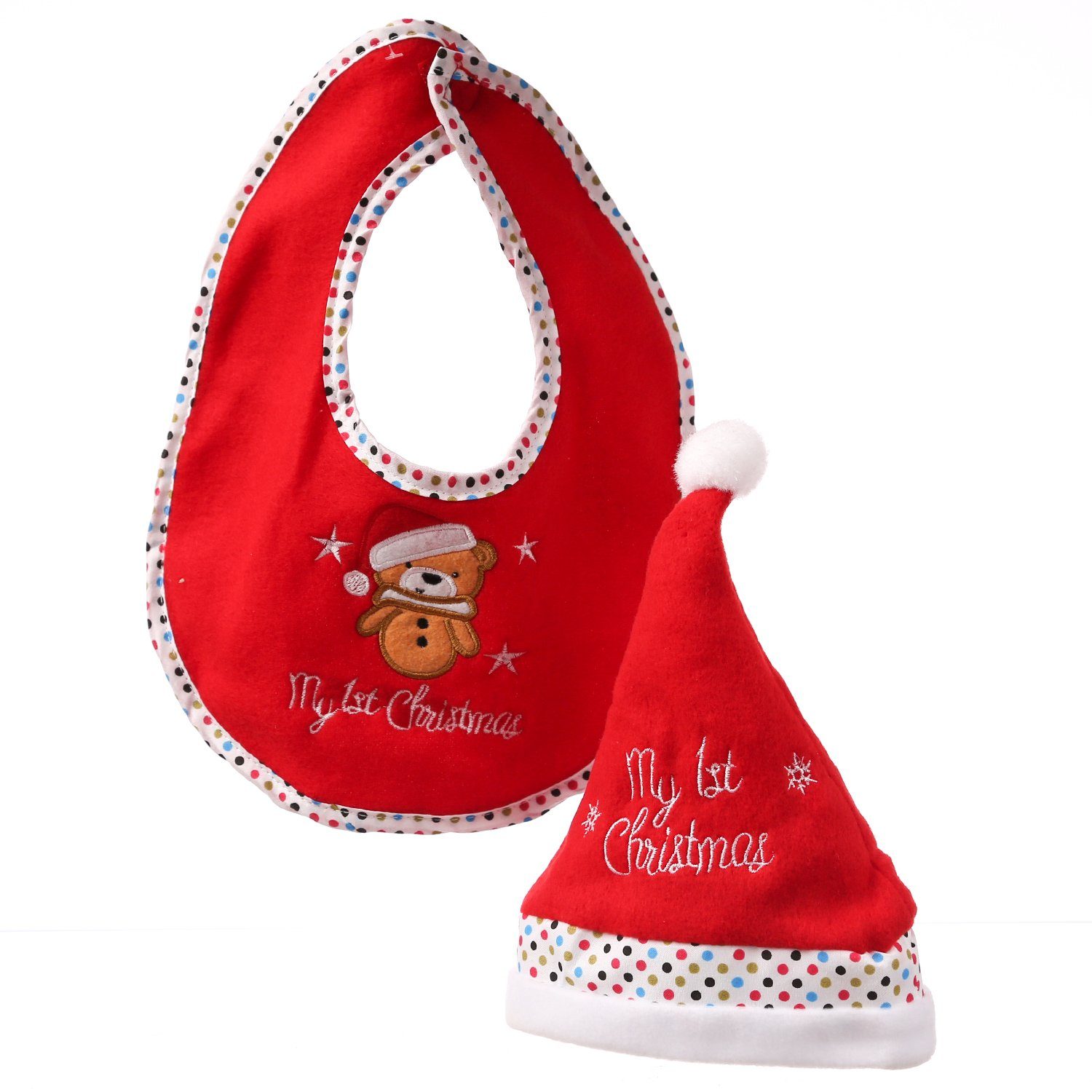 MARELIDA Слюнявчики Babyset Weihnachtsmütze Слюнявчики Geschenkset mein erstes Weihnachten, (1-St)