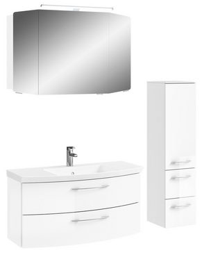 PELIPAL Badmöbel-Set Moderne Badmöbel-Set in Weiß Hochglanz für stilvolles Badezimmer