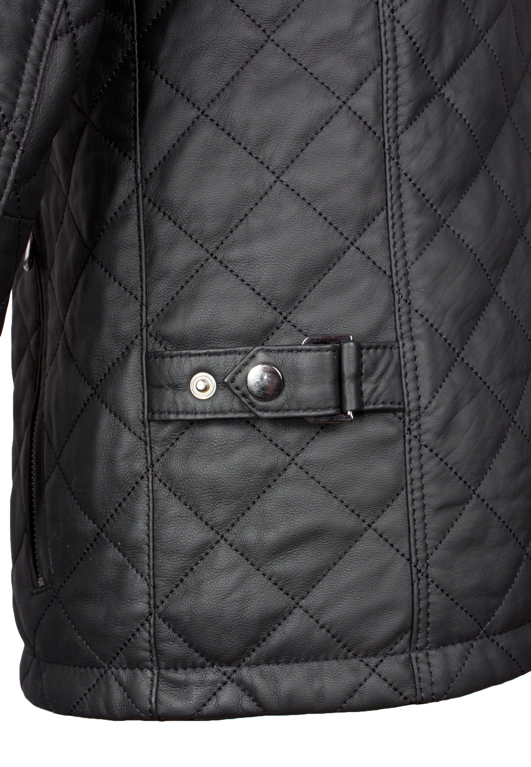 Lolus Lederjacke Tale 2 Schwarz Elegante und sportliche Steppjacke aus weichem Lammnappa Leder – Bild 3 von 5