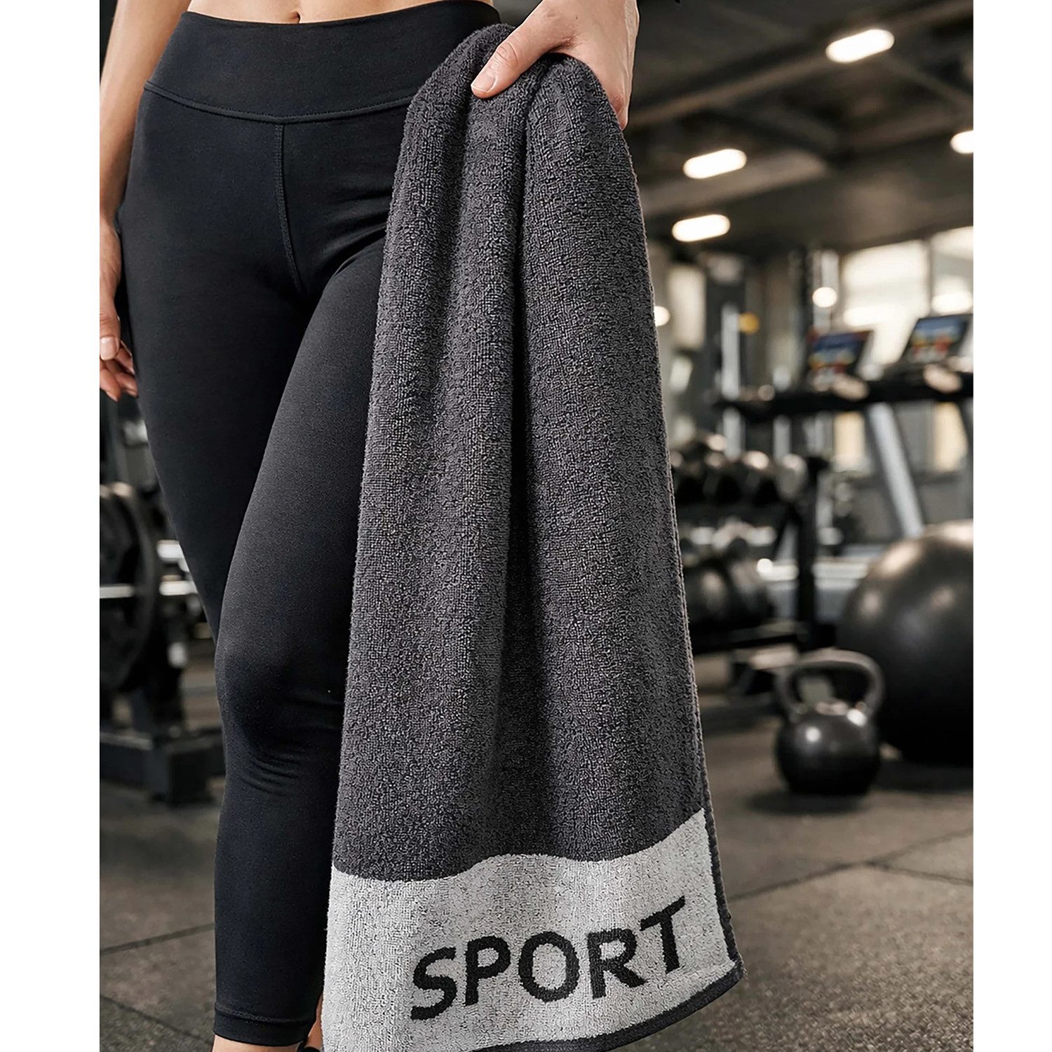 Cawö Handtuch Cawö Fitness & Gym Handtuch 6290 Farbe 77 metal Sport 50x130, Walkfrottier, 100% Baumwolle