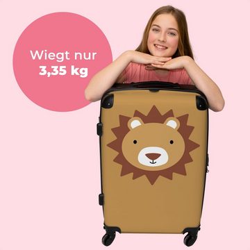 NoBoringSuitcases.com© Koffer Tierporträt - Löwe - Braun 67x43x25cm, 4 Rollen, Mittelgroßer Koffer für Kinder, Trolley