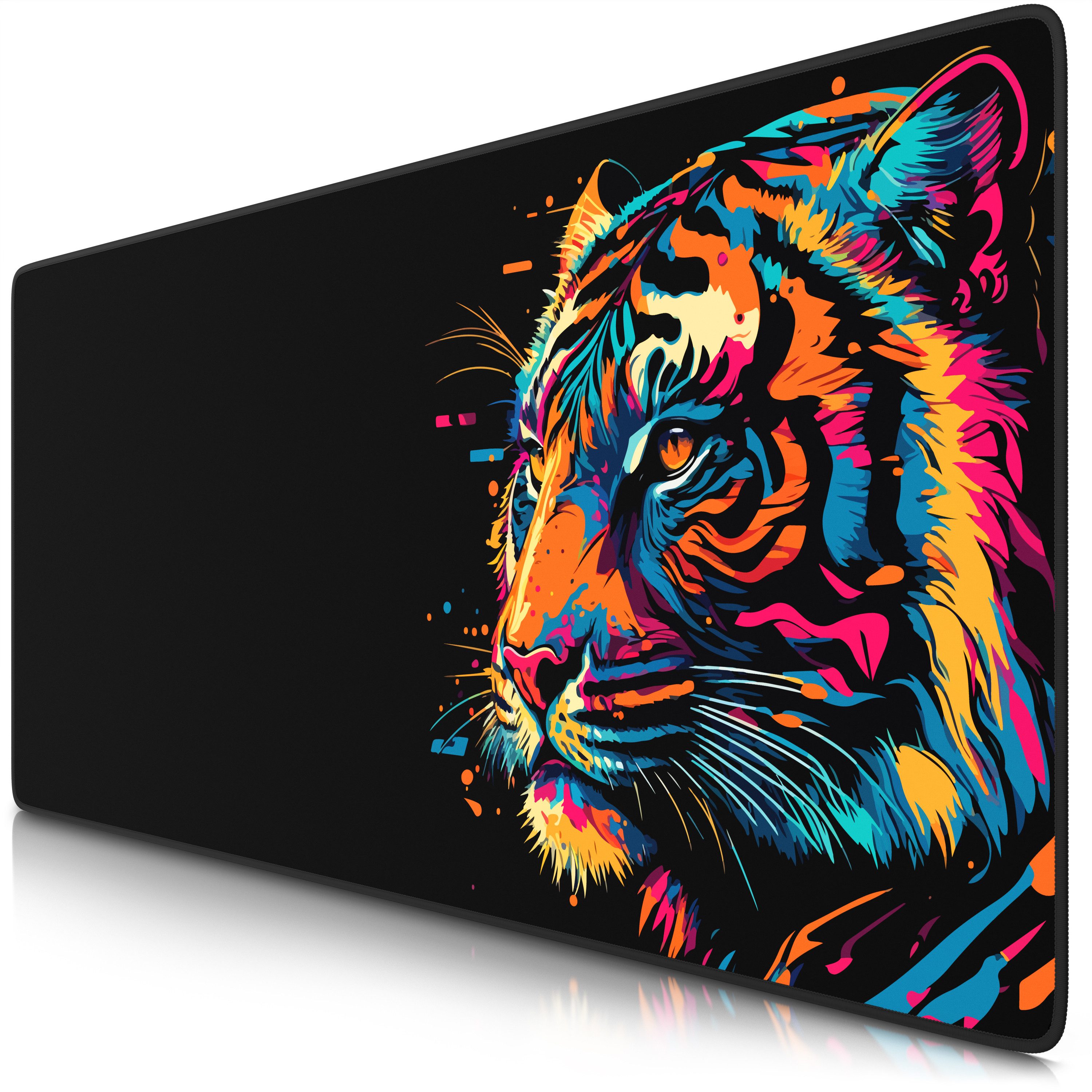 Titanwolf Gaming Mauspad XXL Speed Mousepad 900 x 400 x 3 mm, Schreibtischauflage, abwaschbar (1-St), rutschfeste Rückseite, Geschwindigkeit & Präzision, Colour Tiger 2